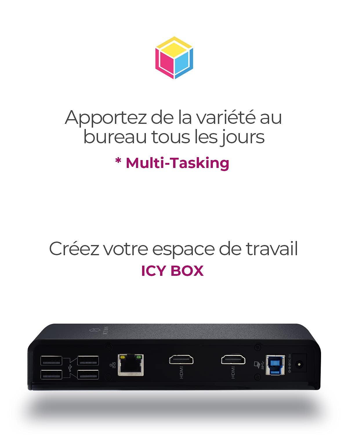 ICY BOX 11-in-1 USB-C Docking Station with Dual HDMI, Gigabit Ethernet & 6 USB 3.0 Ports - DisplayLink Certified Laptop Dock (Model IB-DK2251AC) - Perfect for Home Office, Remote Work & Multi-Monitor Setup