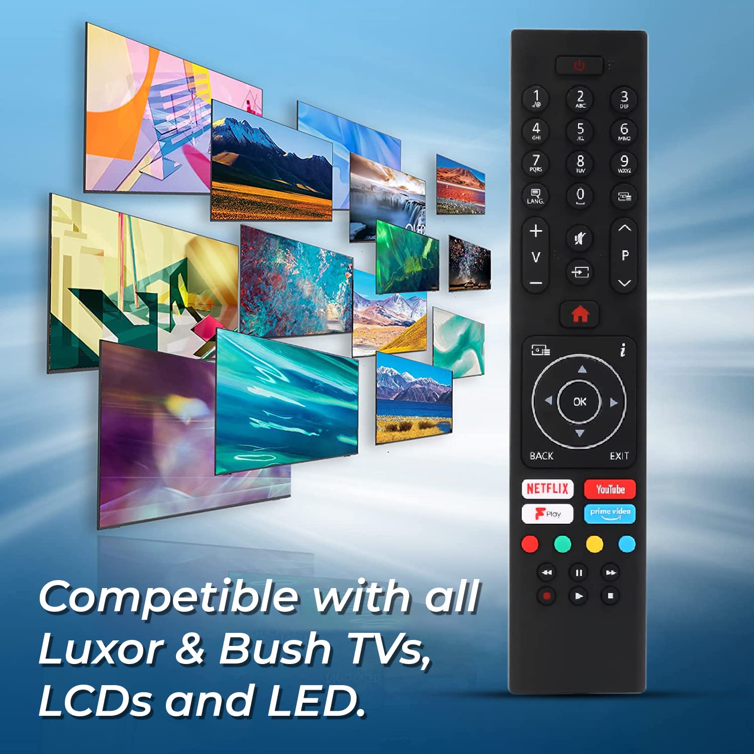Universal Replacement Remote Control for Bush, Hitachi, Luxor, Polaroid & Now TV - Compatible with Multiple TV Models | Perfect for Home Entertainment & Smart TV Setup
