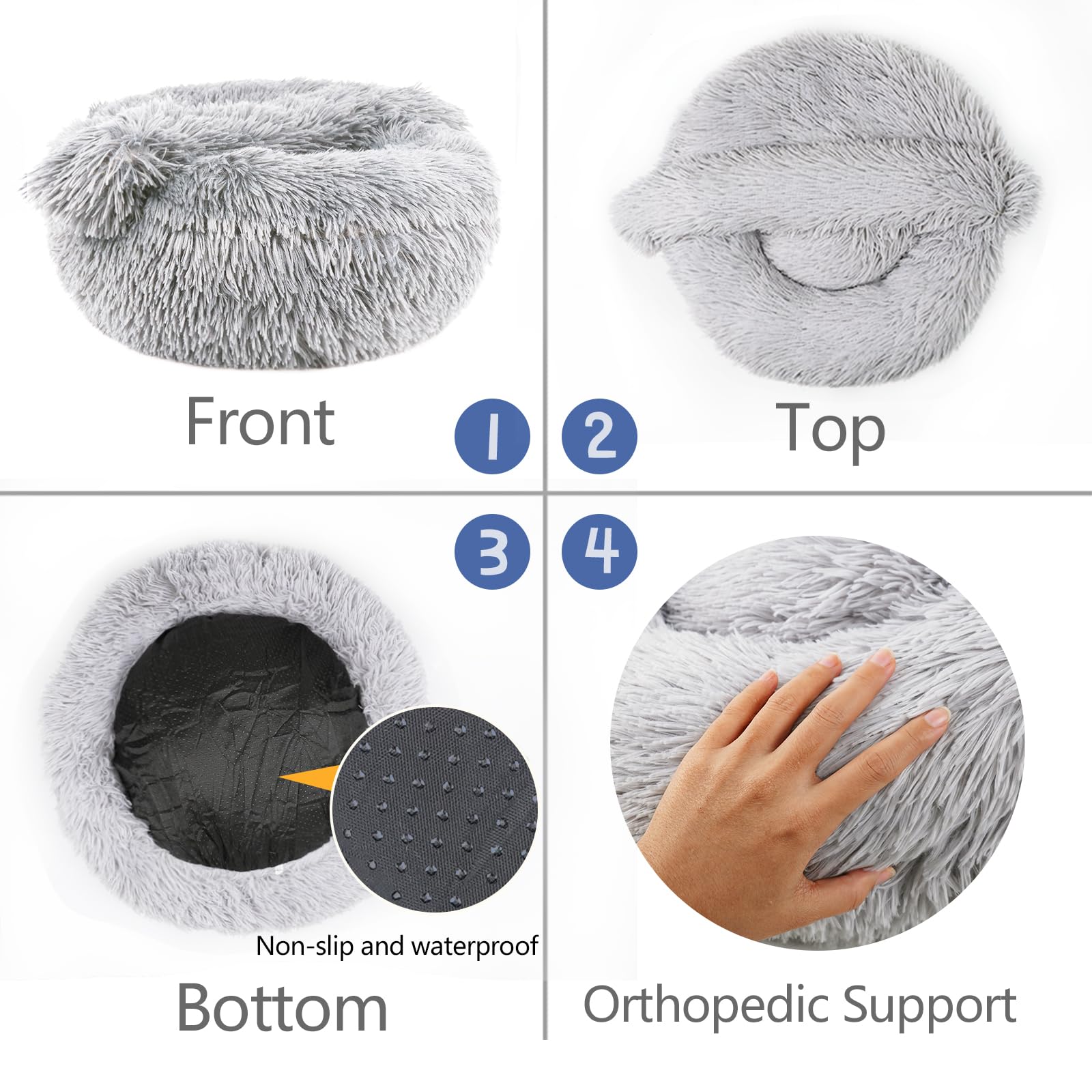ShinHye Small Dog Bed & Cat Bed - Plush Fluffy Hooded Pet Bed with Removable Blanket, Cozy Indoor Pet Bed for Small Dogs & Cats, Anti-Anxiety Washable Pet Bed - Perfect for Crate, Kennel or Living Room Comfort