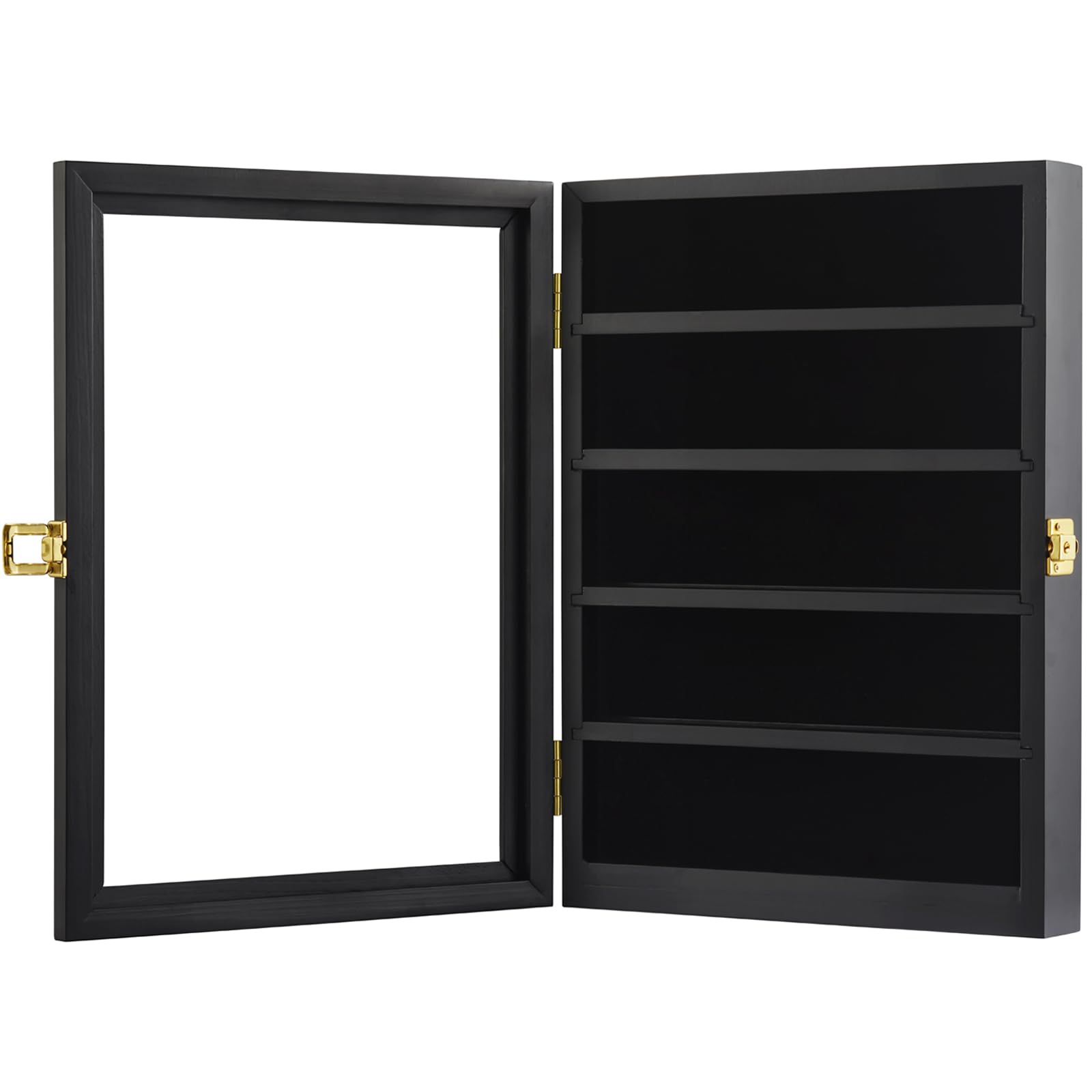 LIUYALO Lockable Shadow Box Display Case - Wall Mounted Medal & Military Challenge Coin Holder with Removable Shelves | Perfect for Collectors, Military Pins, Awards & Memorabilia Organization | Home, Office or Military Barracks Decor