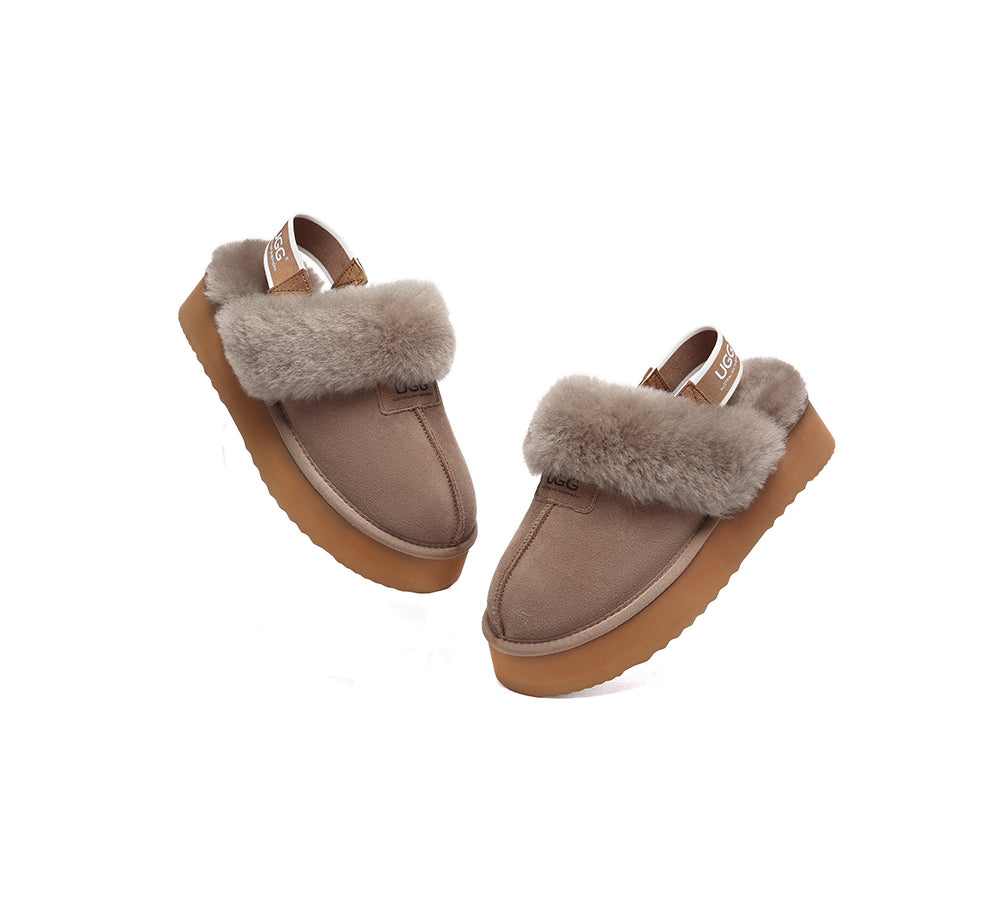 Australian Shepherd® Women's 2-Way Strap UGG Slippers - Removable Slingback Platform Suzie Style for Indoor/Outdoor Wear - Cozy House Shoes for Lounge, Errands & Winter Comfort