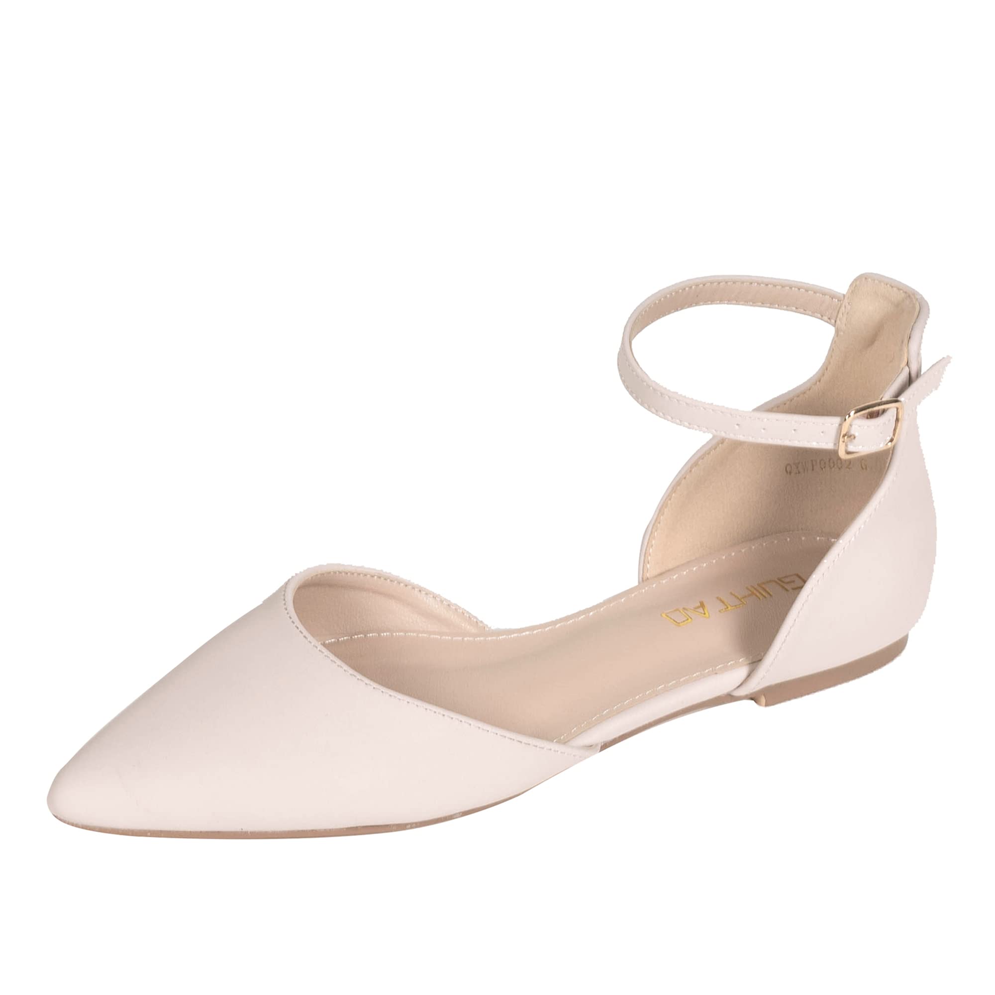 Women's Pointed Toe Ankle Strap Flats - Comfortable Gold, Nude, Silver & Black Dress Shoes for Casual, Wedding & Office Wear | Elegant & Versatile Women's Footwear