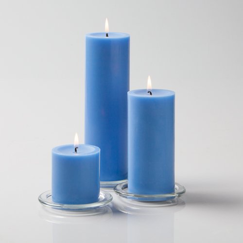 Richland Light Blue Pillar Candles - Set of 18 Long-Lasting Decorative Candles for Weddings, Home Decor, and Romantic Ambiance