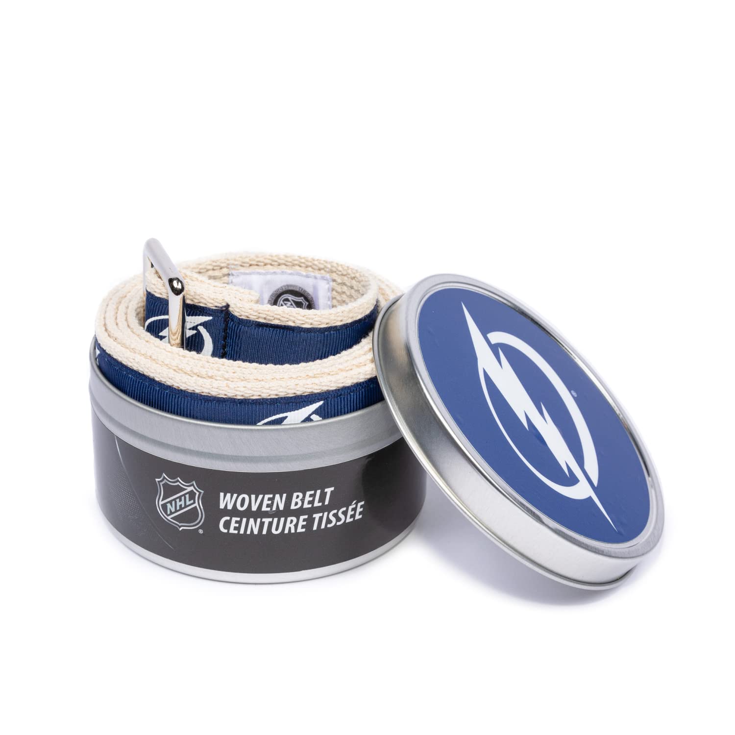 Official Tampa Bay Lightning NHL Hockey Belt - Nickel Finished Brass Buckle with Team Logo - Perfect for Game Day & Sports Fan Gifts