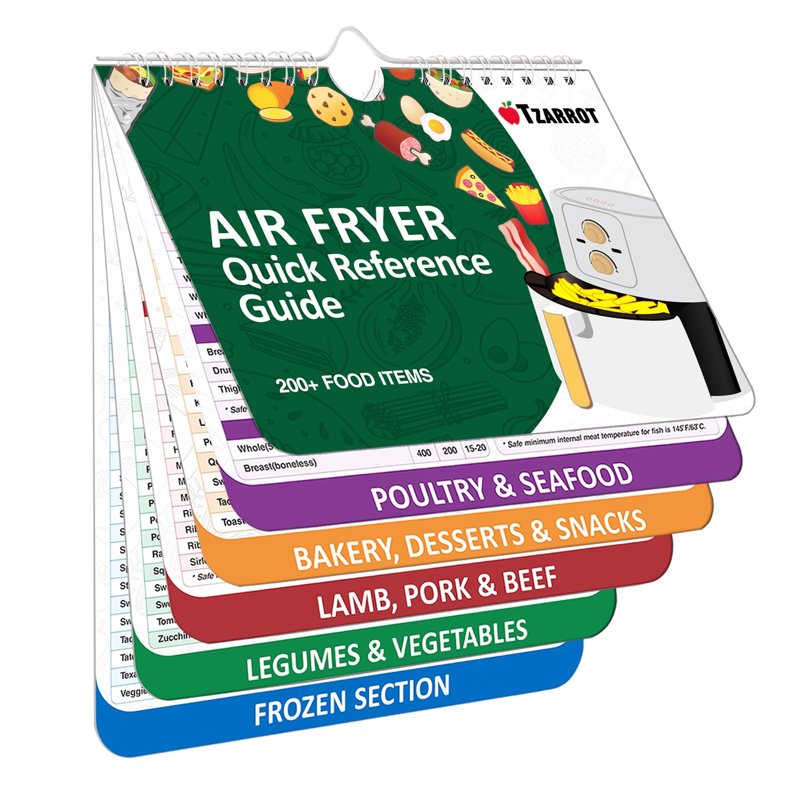 Air Fryer Cheat Sheet Magnets - 200+ Foods Cooking Guide & Time Chart | Magnetic Air Fryer Accessories for Quick Meals | Perfect for Kitchen, RV & Small Spaces