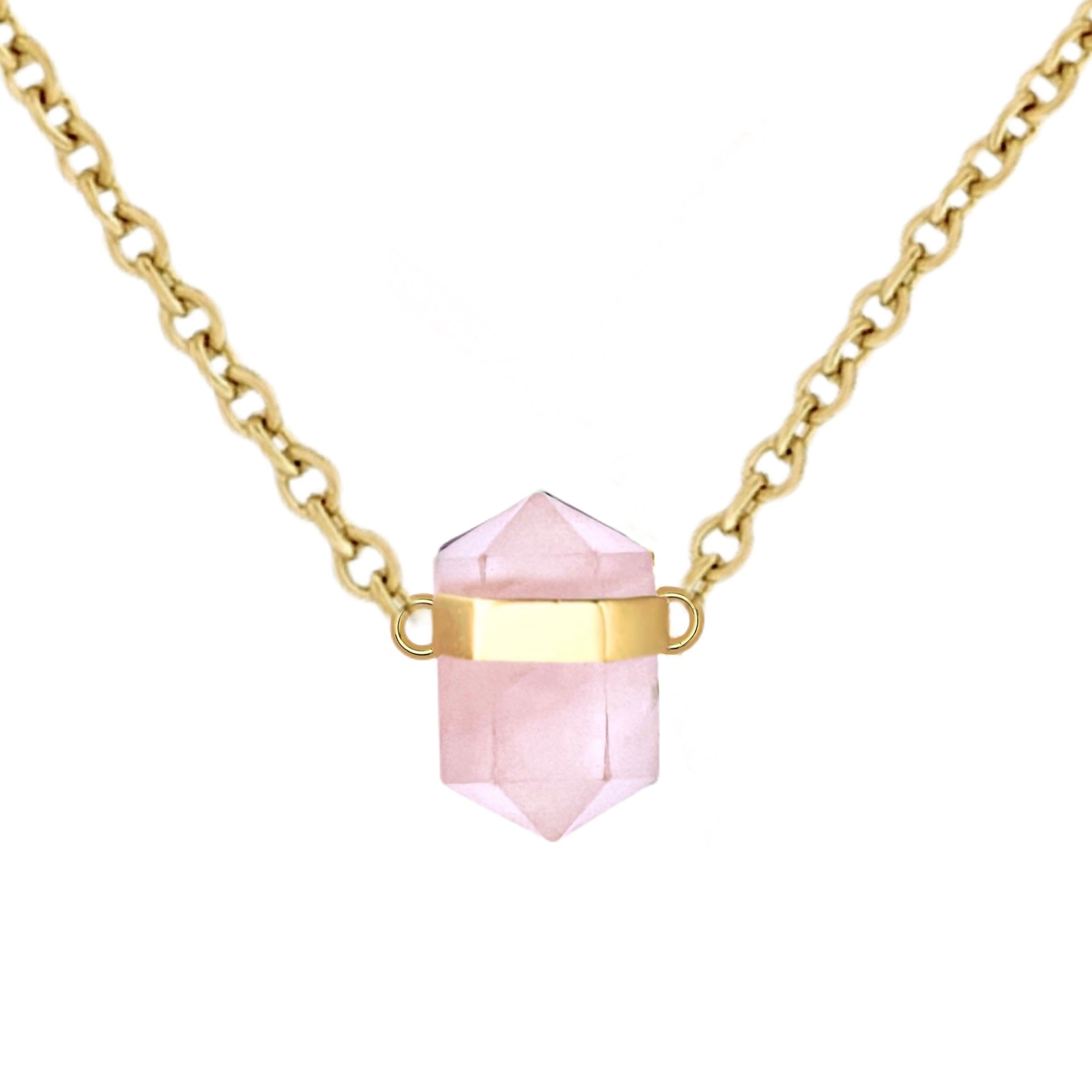 Laihas Crystal Kindness Gold Rose Quartz Necklace for Women - Elegant Healing Jewelry Gift for Valentine's Day, Birthday & Anniversary - Perfect for Spiritual Healing, Meditation & Everyday Wear