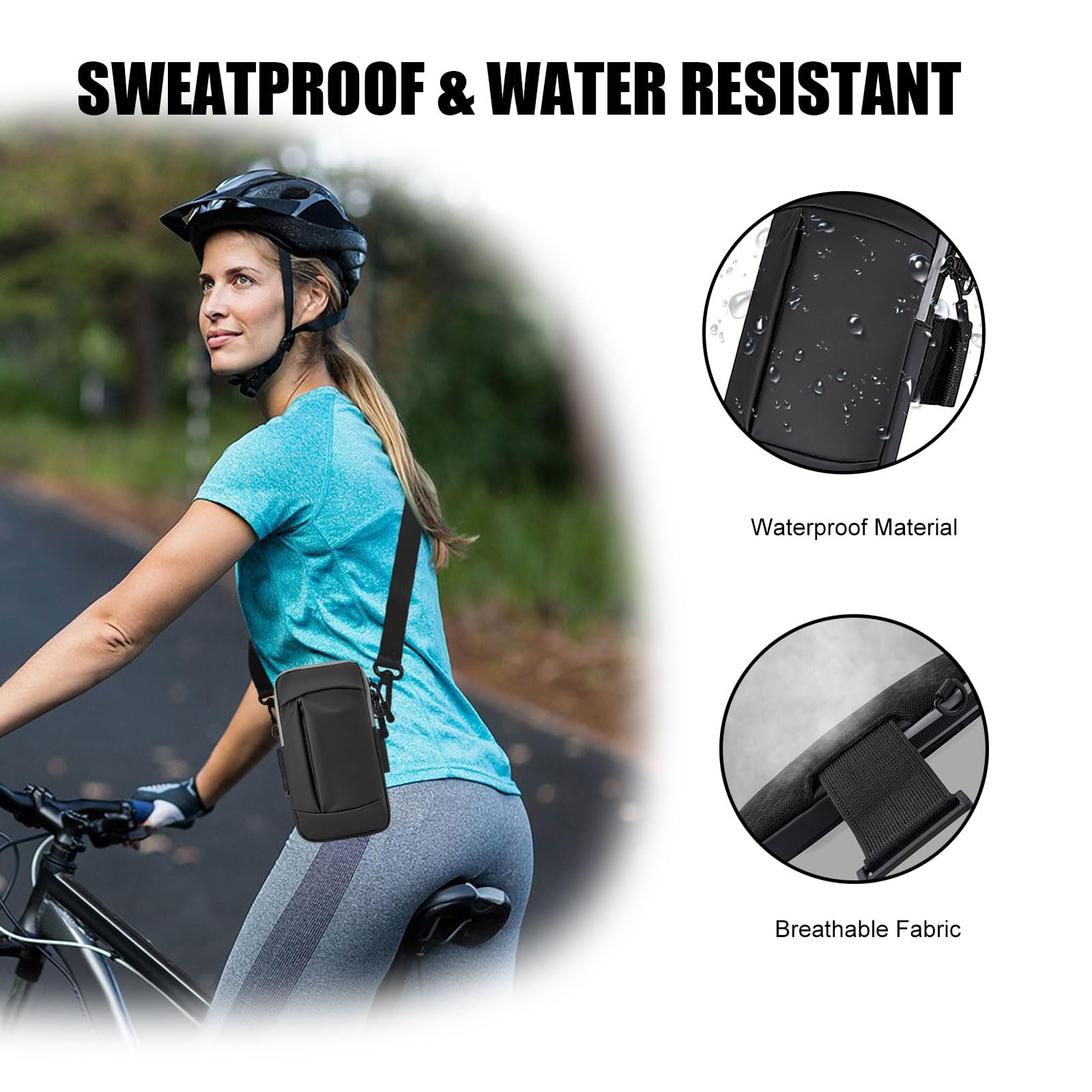Running Armband Phone Holder - Adjustable Crossbody Pouch for iPhone 15/14/13/12/11 Pro Max/XS/XR/X/8/7/6 Plus/SE Mini & Galaxy Ultra/S24/Note - Hands-Free Workout, Jogging, Hiking & Travel Accessory for Men, Women & Kids