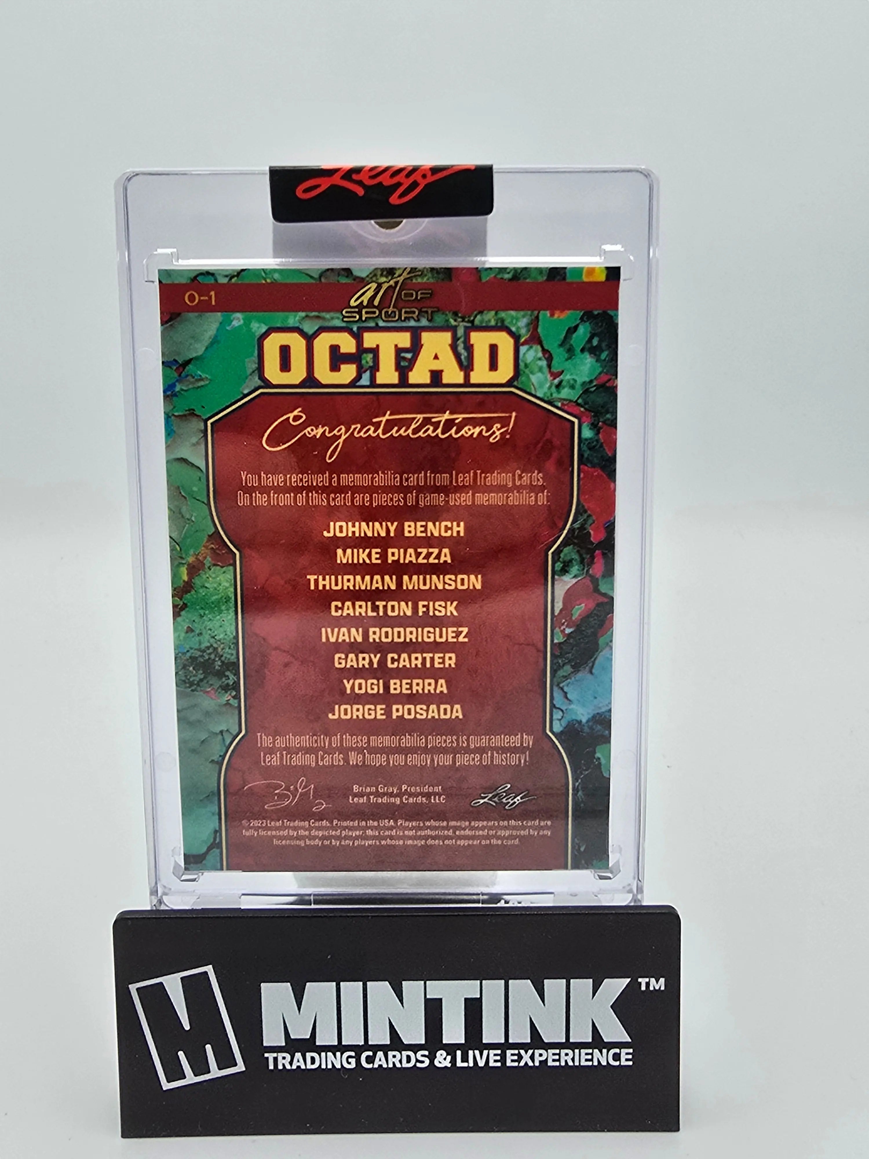 2023 Leaf Art of Sport Octad Baseball Jersey Patches /35 - J. Bench, M. Piazza, T. Munson, C. Fisk, I. Rodriguez, G. Carter, Y. Berra, J. Posada - Limited Edition Collectible for Baseball Fans & Memorabilia Display