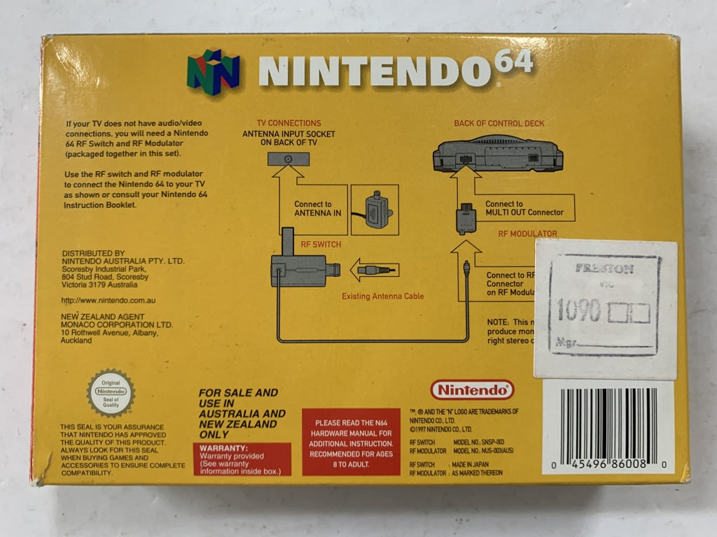 Original Nintendo 64 N64 RF Modulator Adapter - Complete in Box - Compatible with All N64 Consoles - Perfect for Retro Gaming Setup & TV Connectivity
