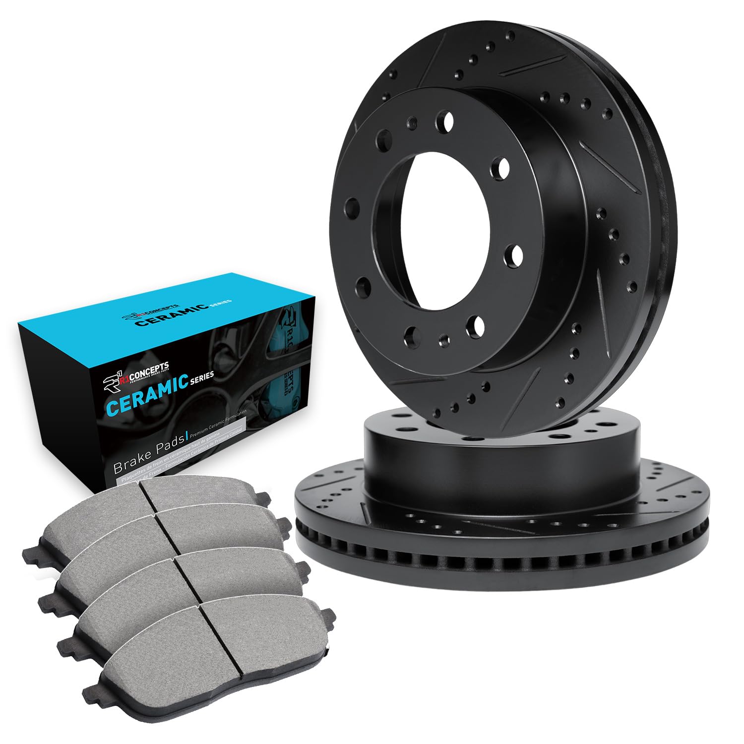 R1 Concepts Premium Ceramic Front Brake Pads and Rotors Kit - Compatible with 2006-2011 Cadillac DTS | High-Performance Braking System for Smooth & Quiet Stops | Ideal for City Driving, Highway Commuting & Daily Use