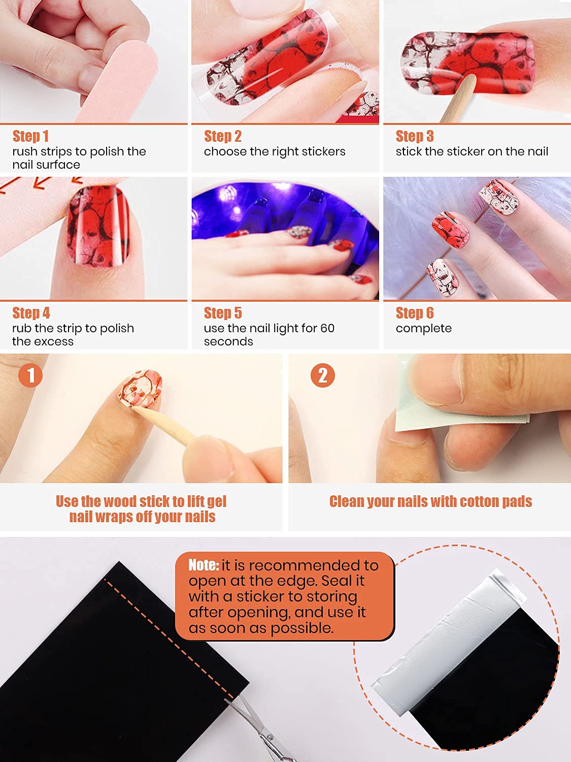 Halloween Nail Art Stickers - Waterproof Skull Blood Gel Nail Polish Strips & Full Wrap Decals (UV/LED Lamp Required) | Perfect for Spooky Nail Designs, Costume Parties & Halloween Events