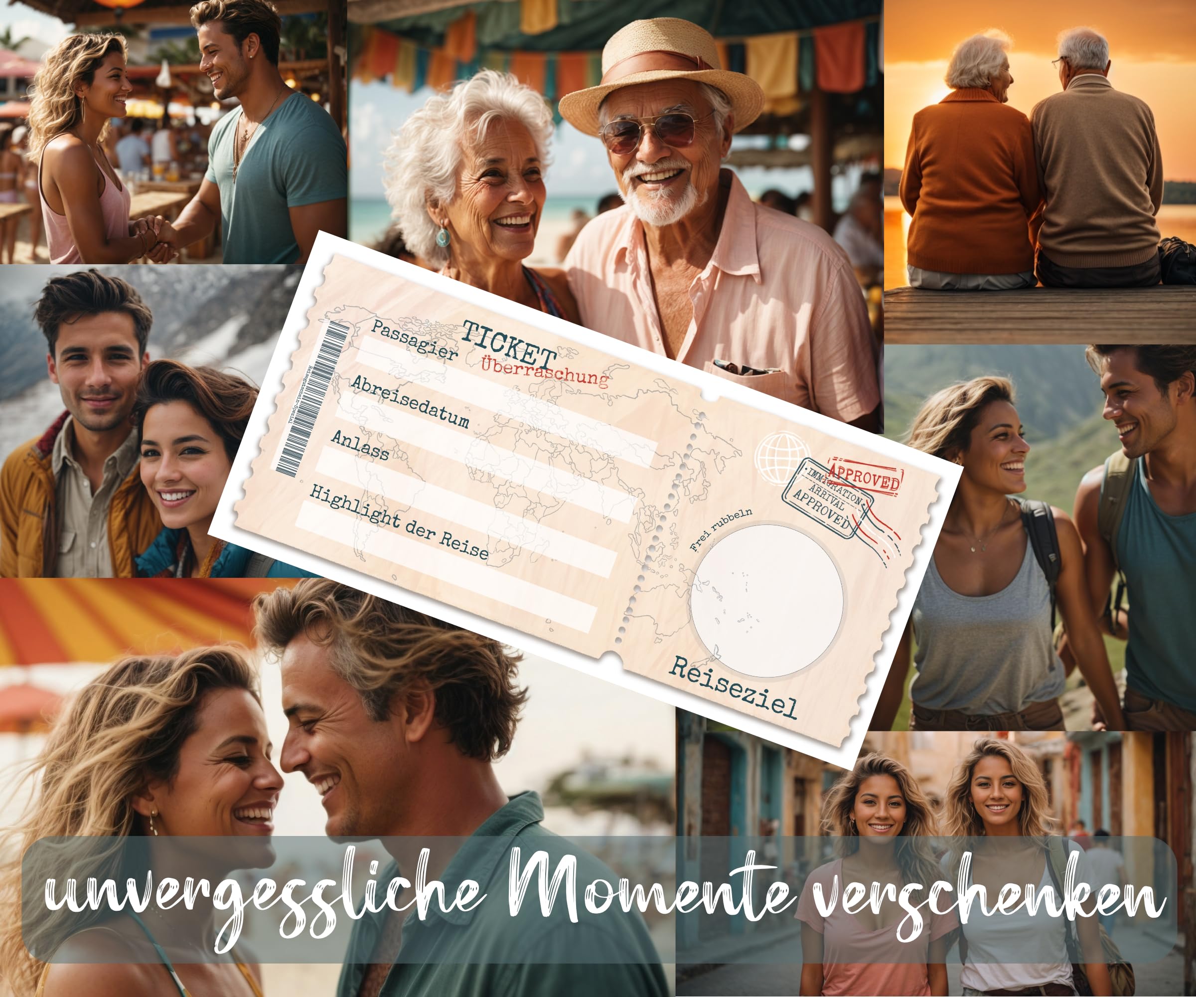 PICTALOO Personalized Travel Voucher Gift Card with Scratch Sticker - Unique Holiday & Flight Ticket Surprise for Birthdays, Anniversaries & Special Occasions - Perfect Money Gift for Travel Lovers