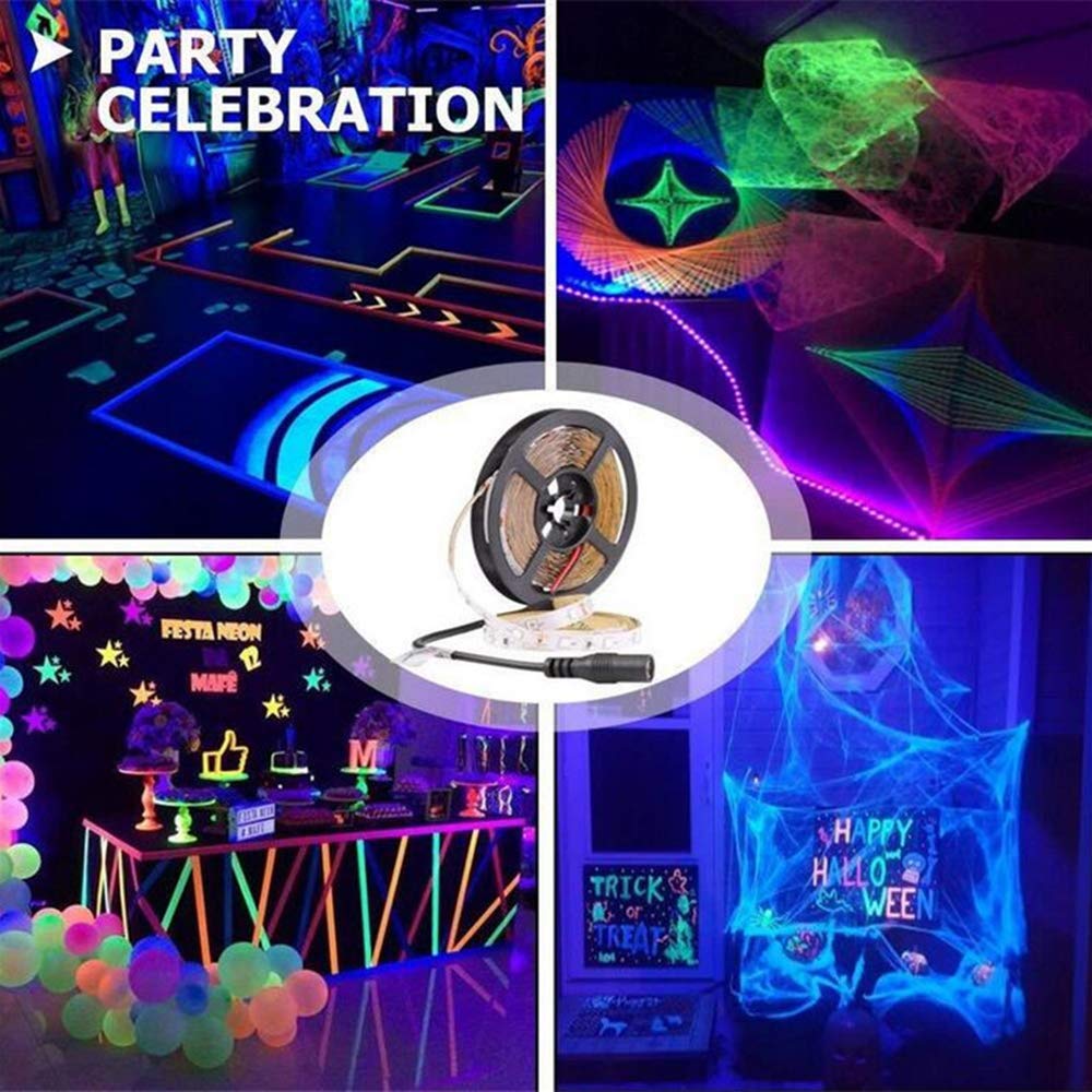 Matybobe 16.4ft UV LED Strip Lights - 300 Ultra Violet LEDs, Flexible 12V Rope Lighting with Power Supply for Blacklight Parties, Glow Decor & Home Theater Lighting