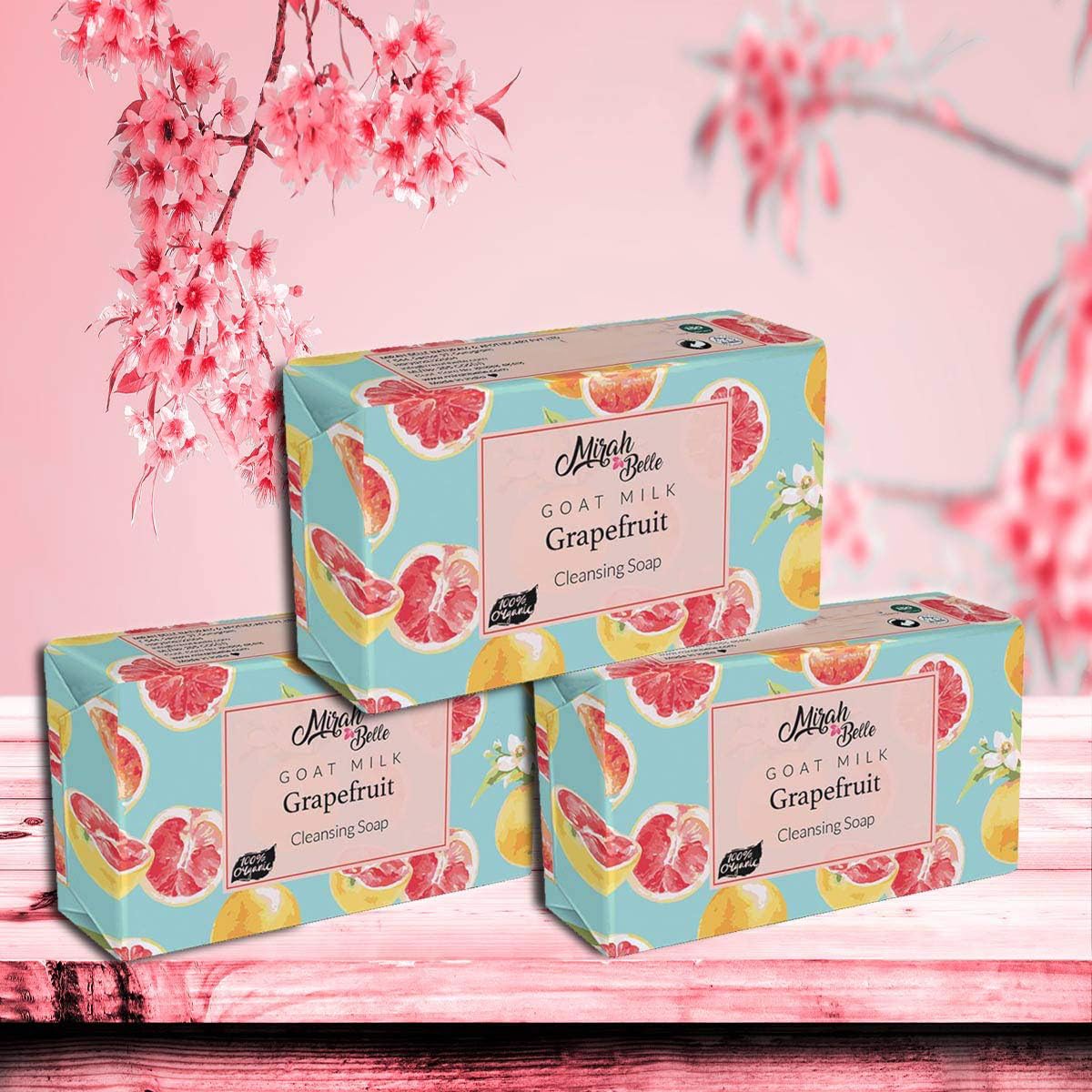 Organic Goat Milk & Grapefruit Cleansing Soap Bar for Oily Skin - Pack of 3 (125g Each) - Handmade Acne Treatment Soap to Heal Blemishes - Perfect for Daily Face & Body Wash, Sensitive Skin Care & Natural Skincare Routine