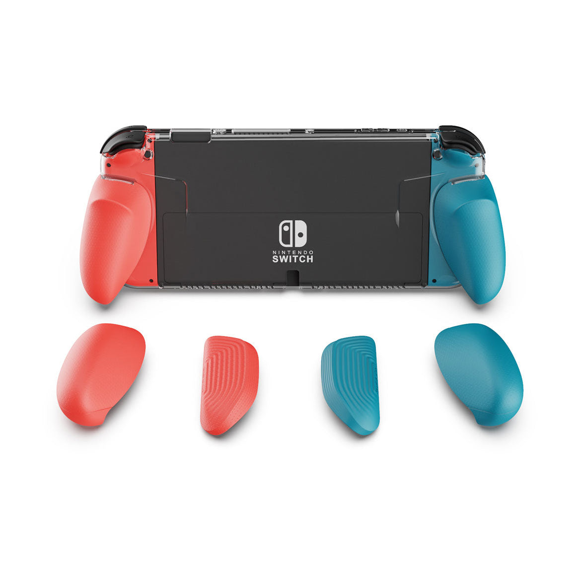 Skull & Co. GripCase Bundle for Nintendo Switch OLED - Protective Cover with Enhanced Grip (Neon Red & Blue) | Perfect for Gaming, Travel & Handheld Play