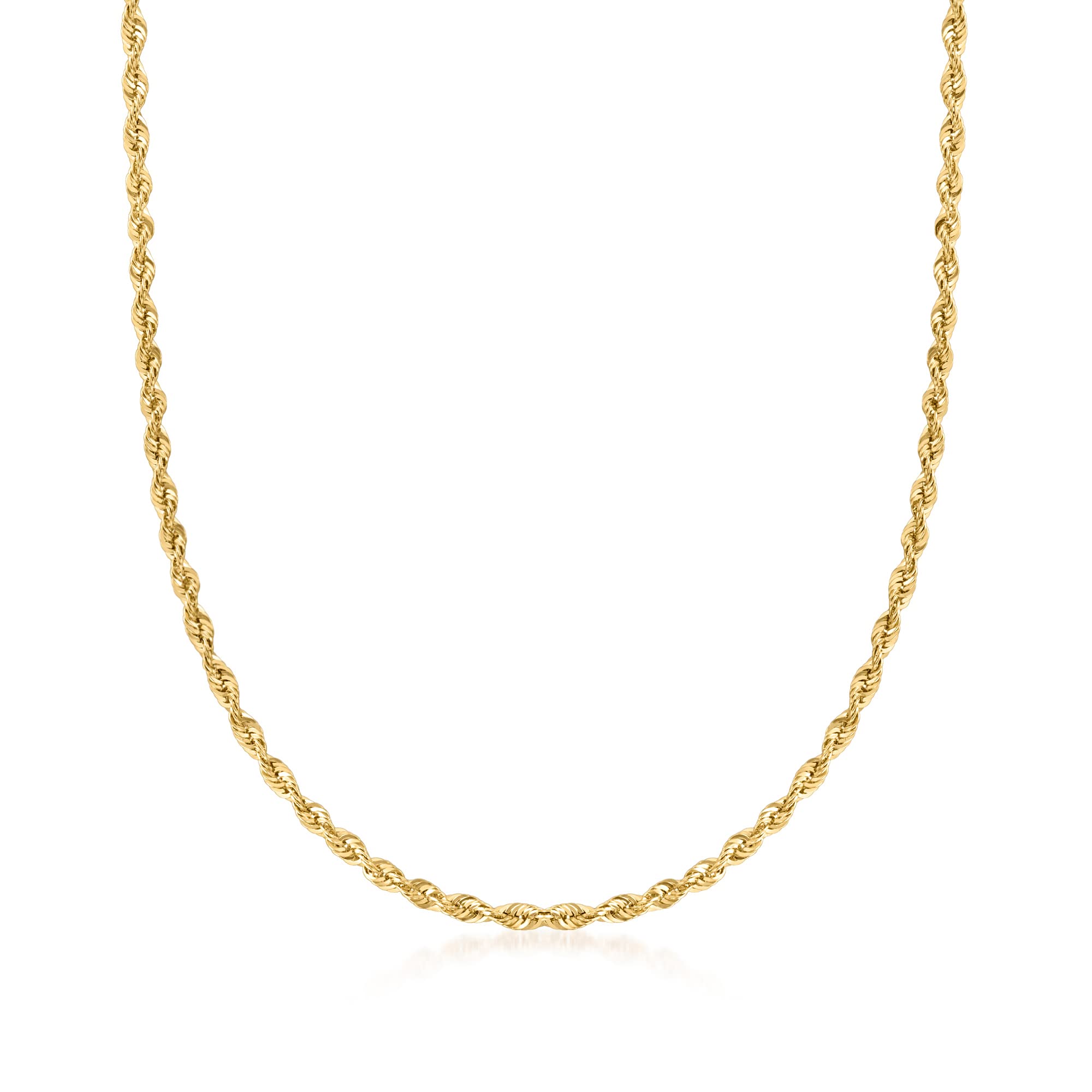 2.5mm 10kt Yellow Gold Rope Chain Necklace for Women - Dainty & Elegant Jewelry Gift for Birthday, Anniversary & Valentine's Day