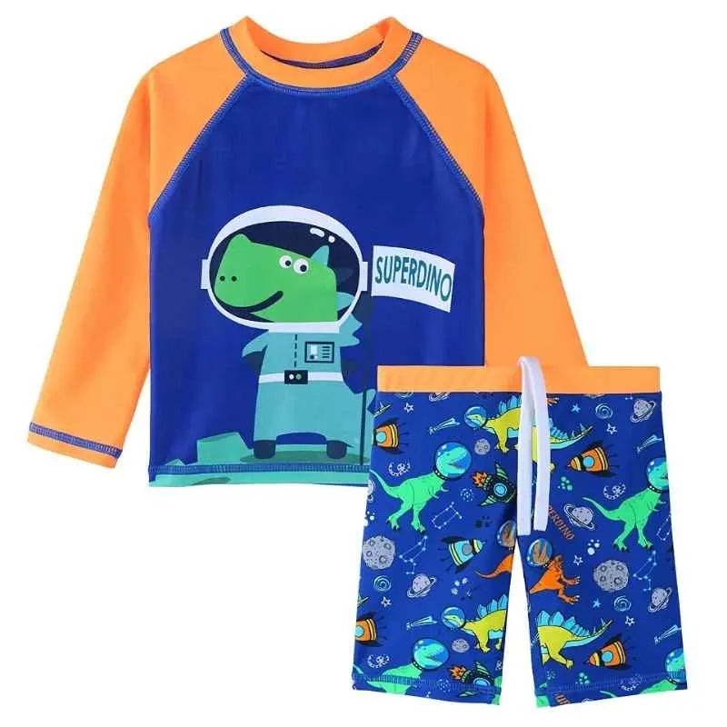 Adorable Long Sleeve Cartoon Swimwear for Toddlers - UPF 50+ Sun Protection Baby Bathing Suit | Perfect for Beach, Pool & Summer Water Play