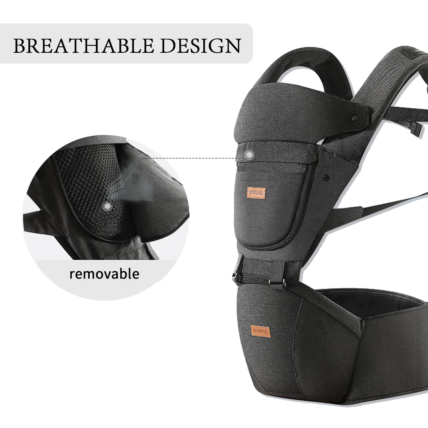 6-in-1 Adjustable Baby Carrier with Hip Seat - Ergonomic Infant to Toddler Carrier (0-36 Months) for Hands-Free Parenting | Perfect for Breastfeeding, Hiking & Daily Use | All-Season Comfort (Black)