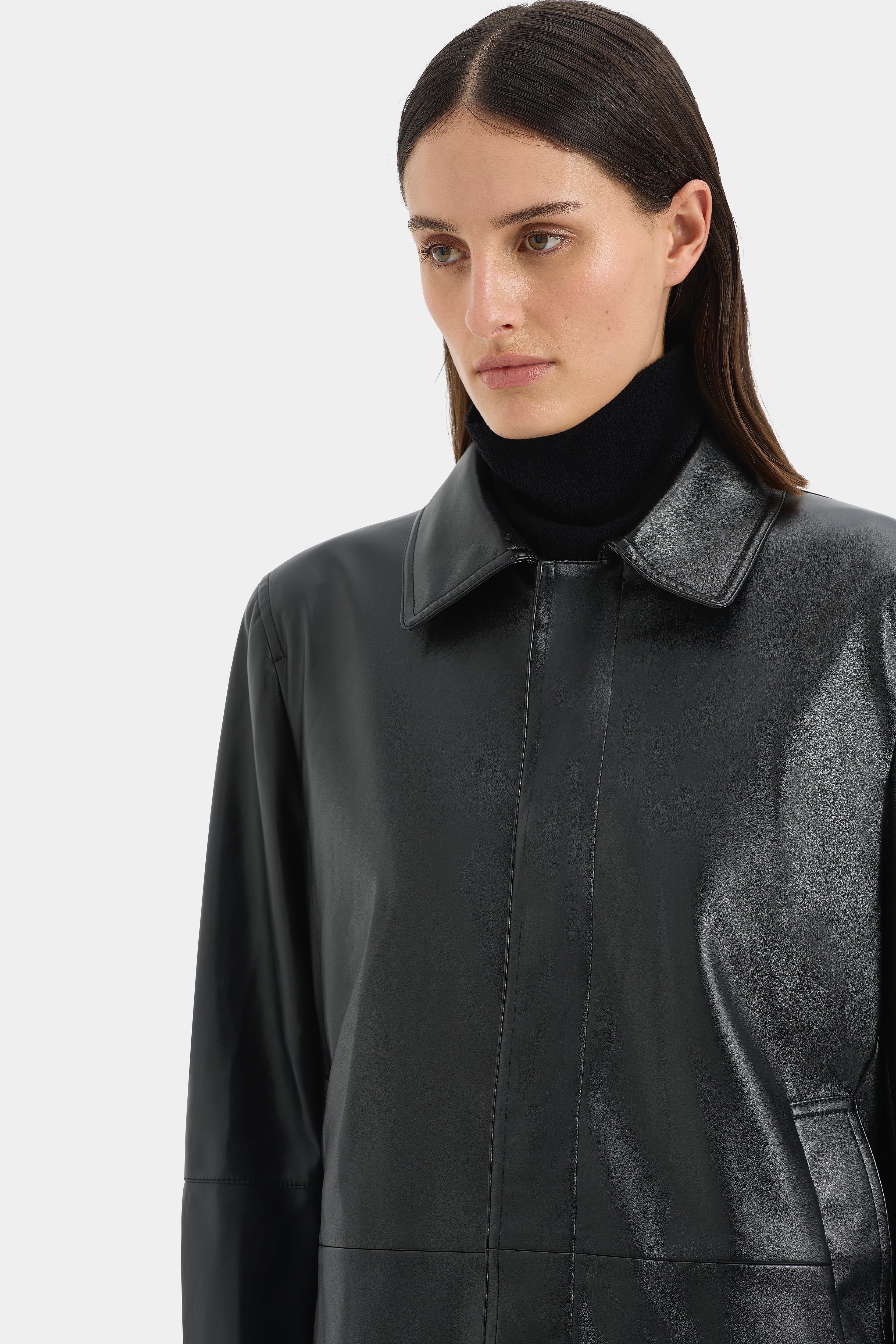 Brera Coat for Women - Classic Black Wool Blend Trench Coat with Belt | Perfect for Office, Business, and Formal Occasions