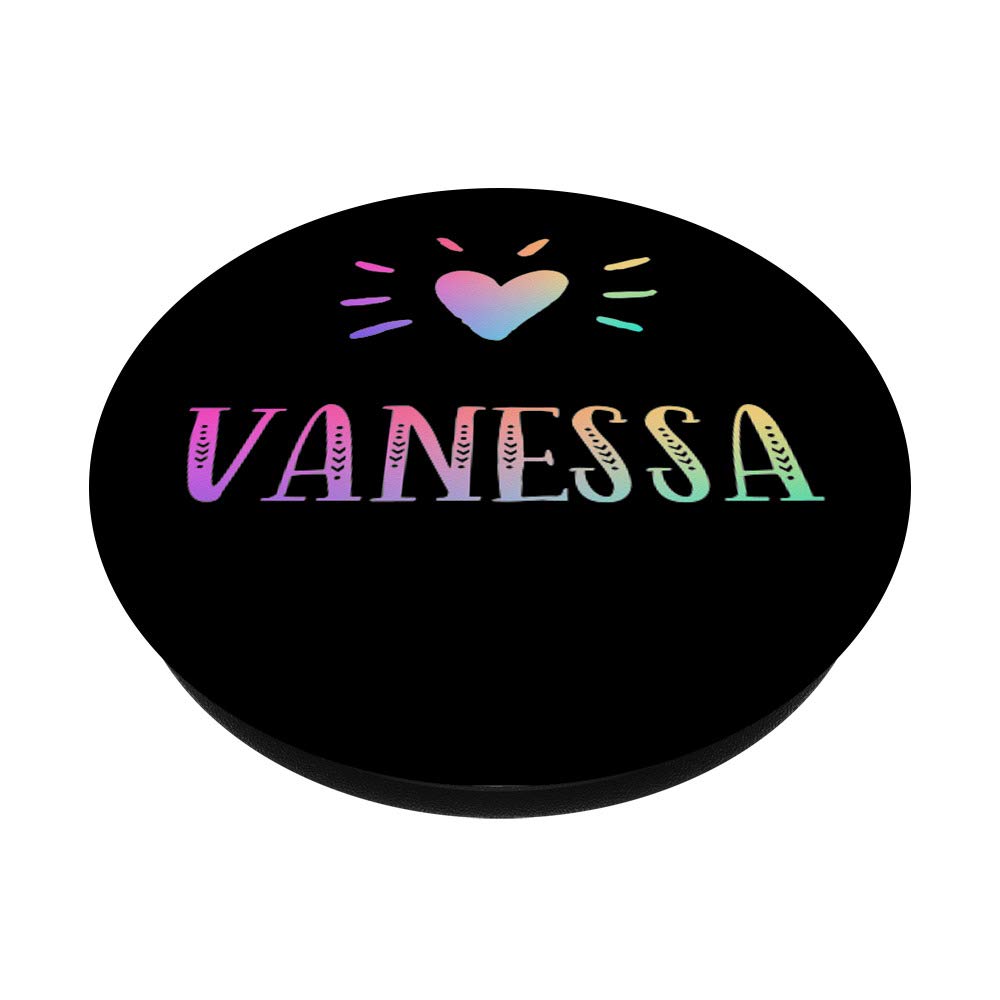 Vanessa Gift Heart Rainbow Watercolor Love Name Vanessa PopSockets PopGrip - Swappable Phone Grip for iPhone, Samsung & Tablets - Perfect for Valentine's Day Gifts, Birthday Presents & Everyday Use