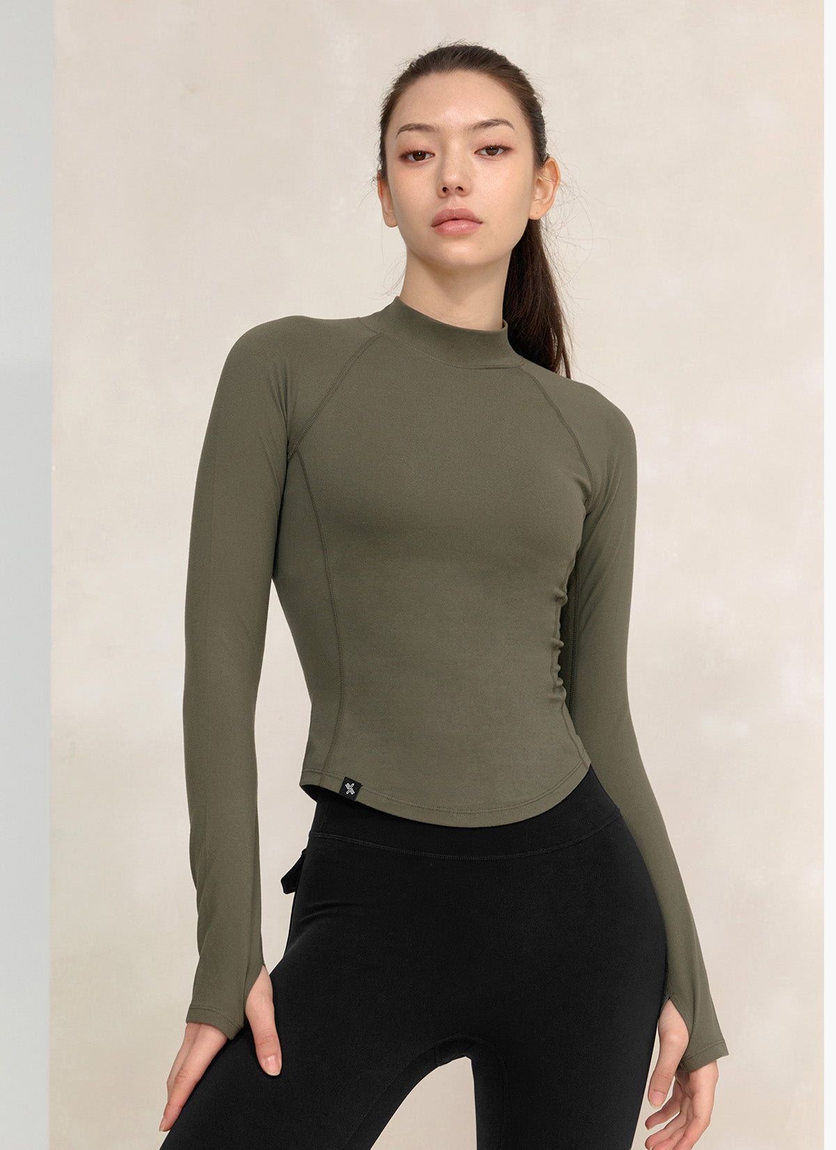 Stylish Peach Mock Neck Long Sleeve Top for Women - Perfect for Office Wear, Casual Outings & Fall Layering