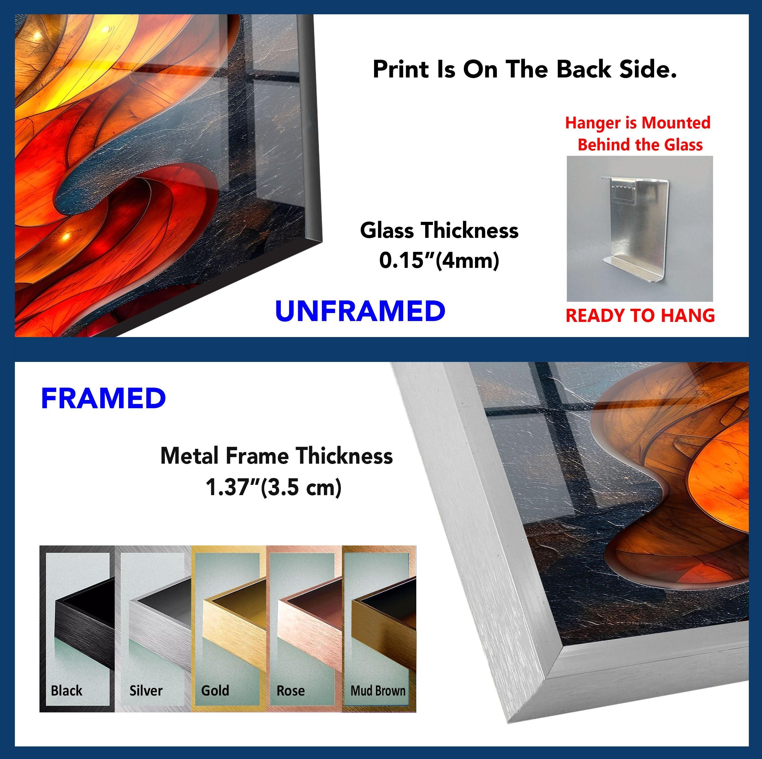 Blue & Red Design Glass Wall Art - Modern Handmade Decorative Panel for Living Room, Bedroom, or Office - Perfect for Home & Interior Decor