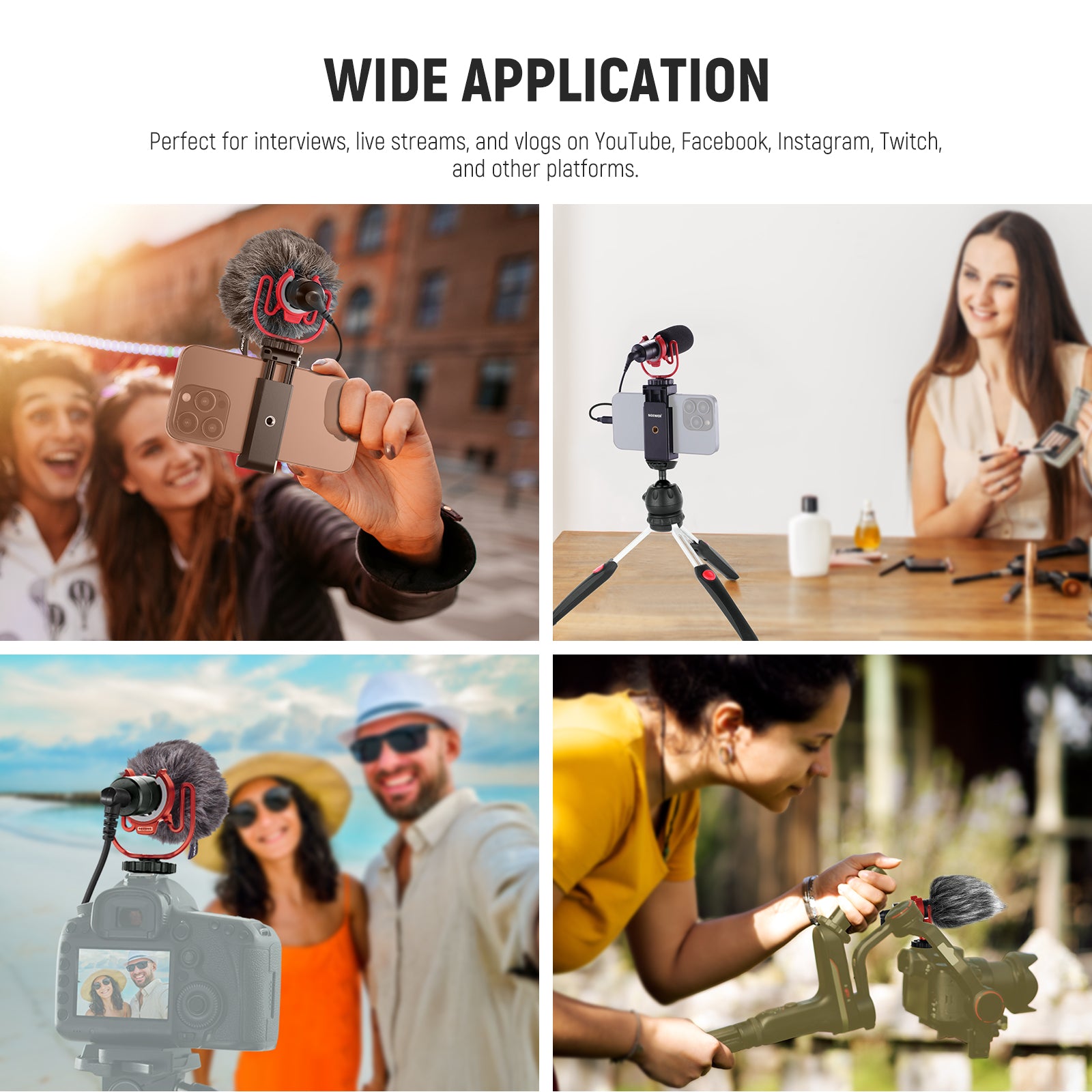NEEWER VM10 Plug & Play Vlog Microphone with Cardioid Condenser for YouTube, Streaming, Podcasting - Perfect for Content Creators & Gamers