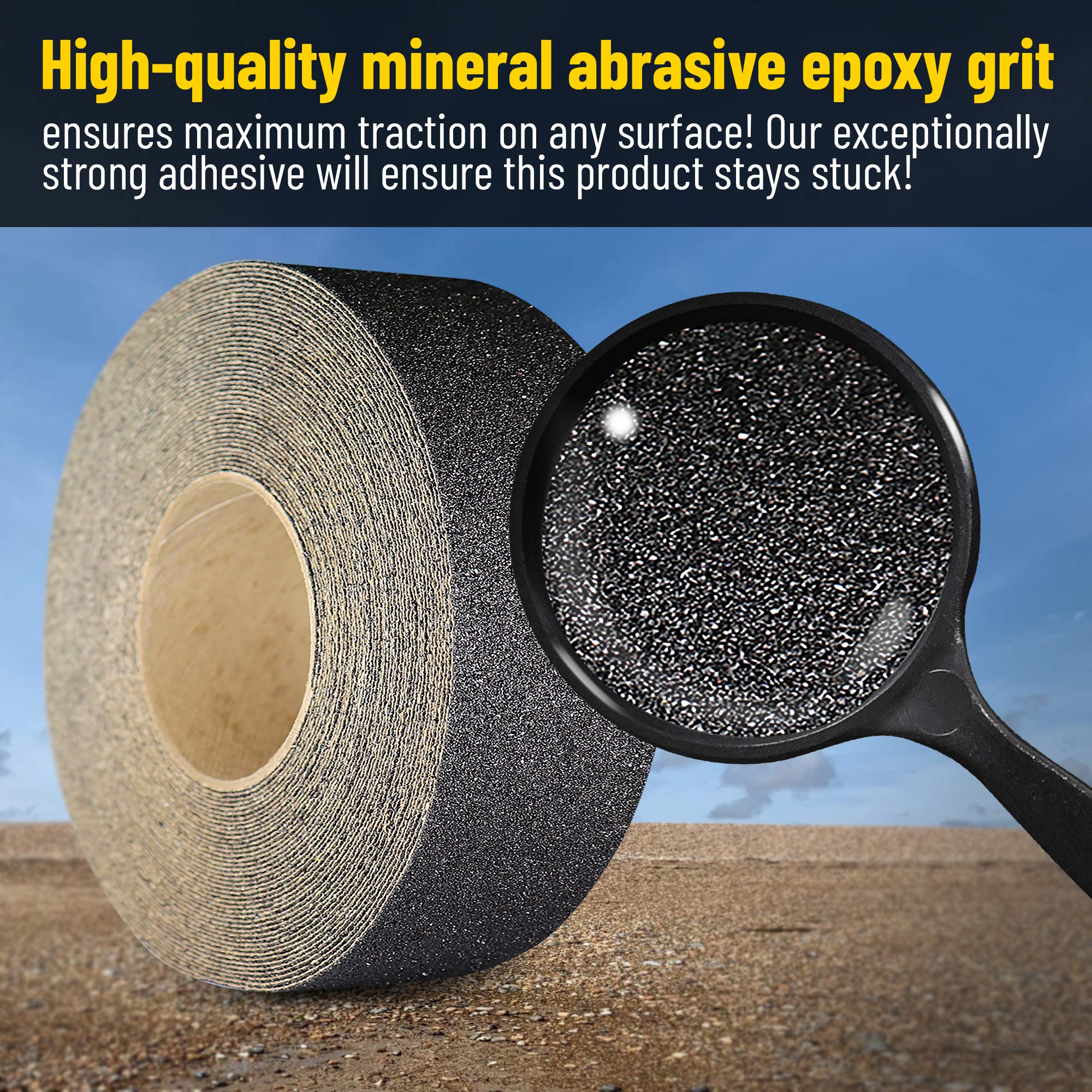 4x15' Anti-Slip Grip Tape for Stairs & Skateboards - Heavy Duty Non Skid Black Traction Tape for Indoor/Outdoor Steps - Perfect for Home Safety, Stair Treads, and Skateboard Deck Grip
