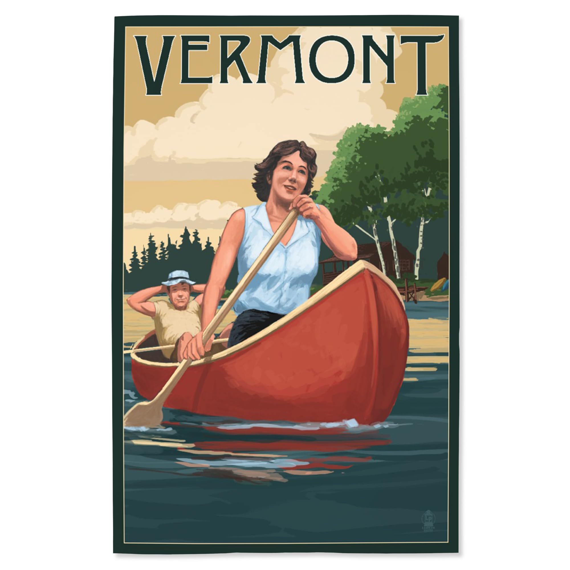 Lantern Press 16x24 Inch Giclee Art Print - Vermont Canoeing Landscape Painting - Perfect for Living Room, Bedroom & Office Wall Decor
