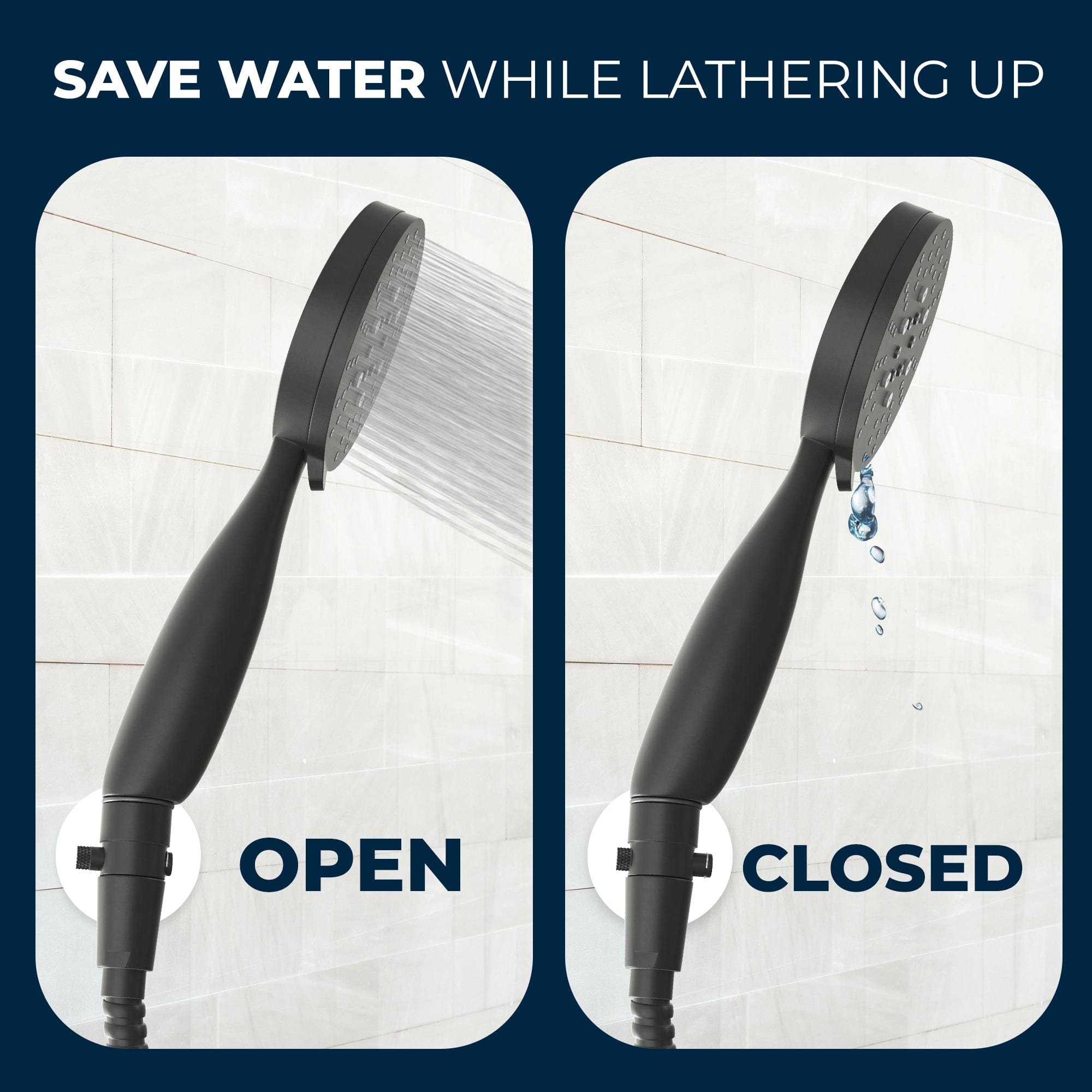 Water-Saving Shower Head Shut Off Valve - Adjustable Flow Control for Bathroom & RV Use - Perfect for Water Conservation & Low Pressure Showers