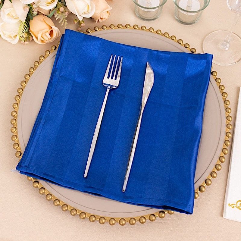 Premium 20x20 Inch Satin Table Napkins - Set of 5 Striped Elegant Dinner Napkins for Formal Dining, Wedding, and Holiday Parties