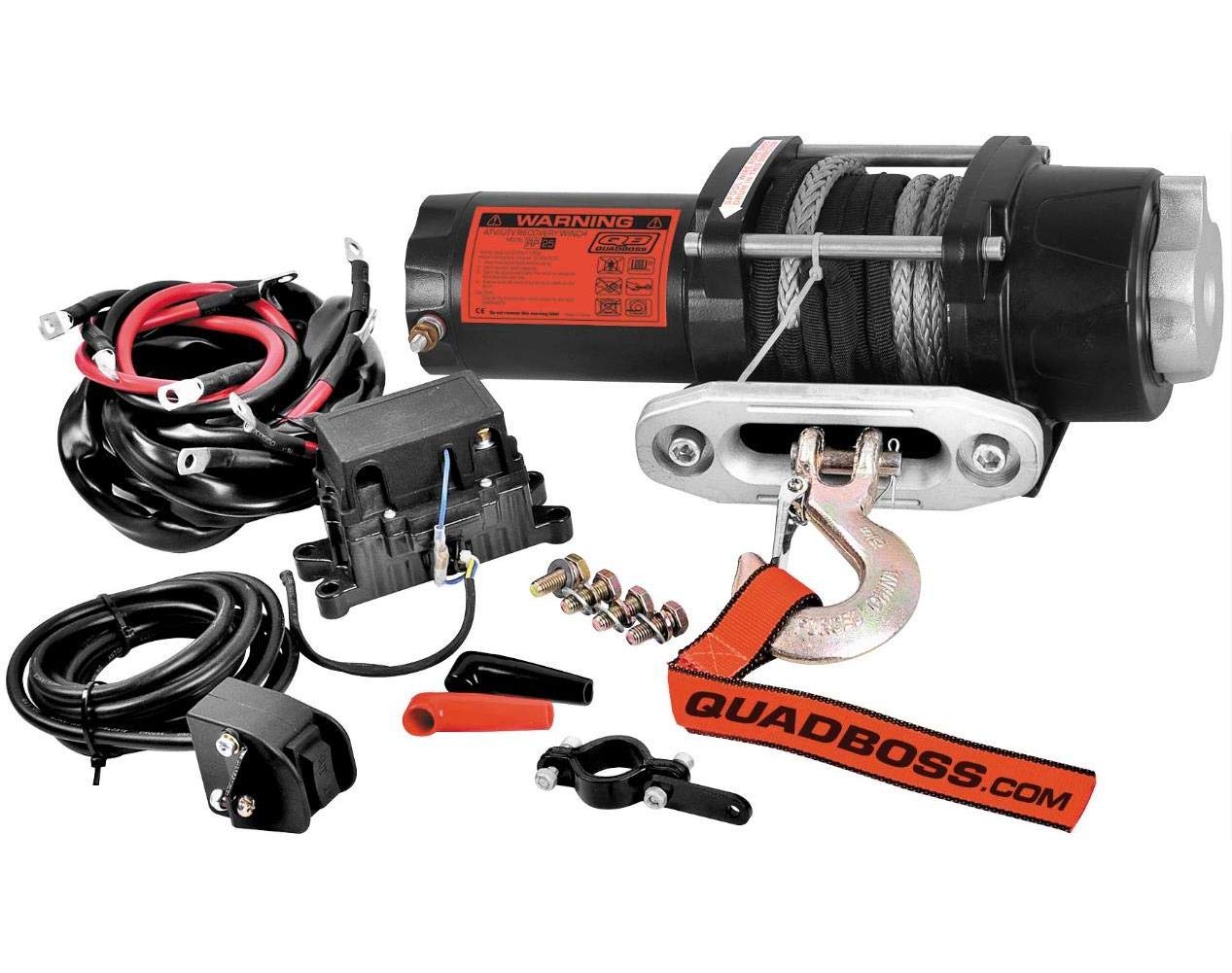 QuadBoss RP25WS 2500lb Winch with Dyneema Rope - Heavy Duty ATV/UTV Winch for Off-Road Recovery, Towing & Trail Riding