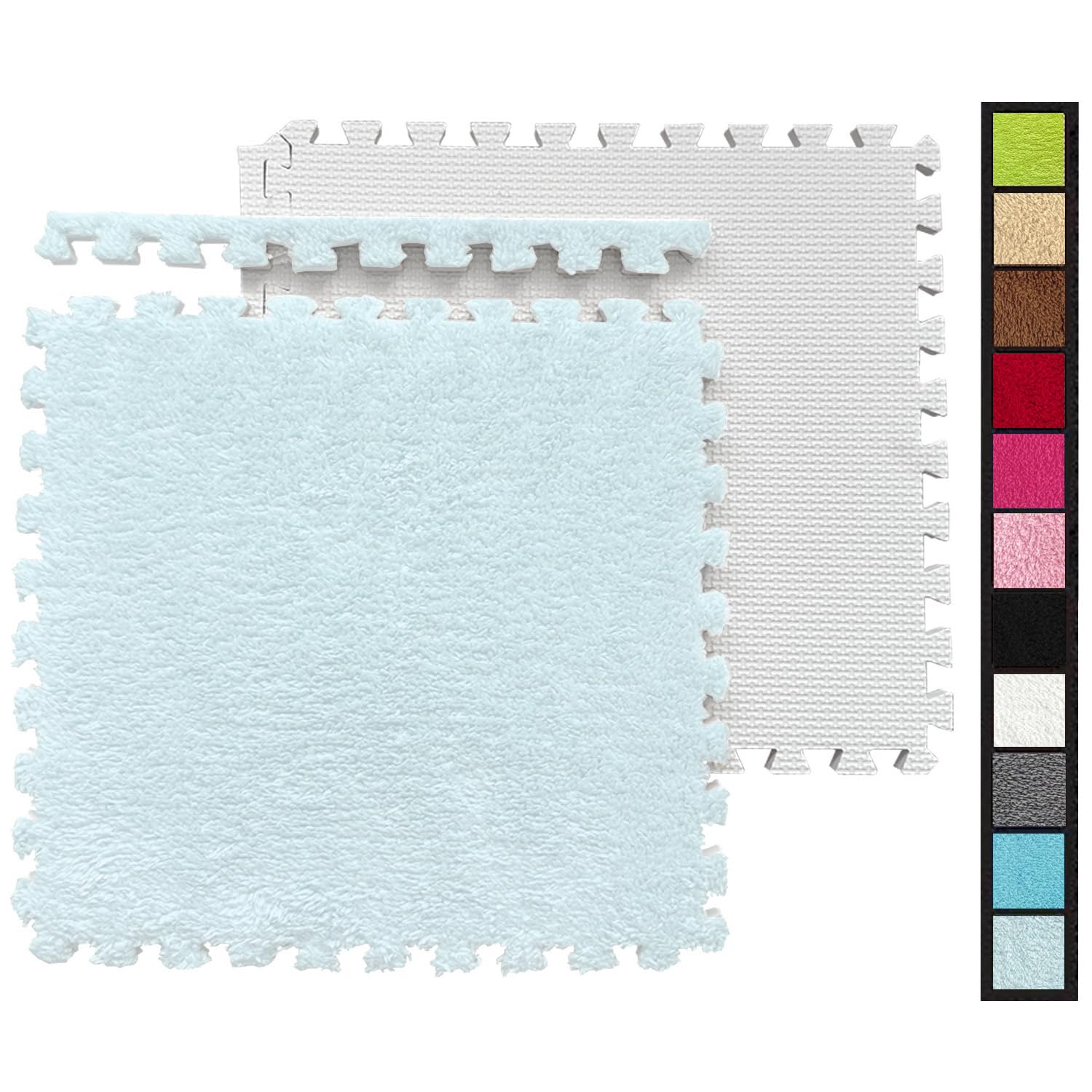 12-Piece Shaggy Interlocking Foam Carpet Tiles for Kids - 12