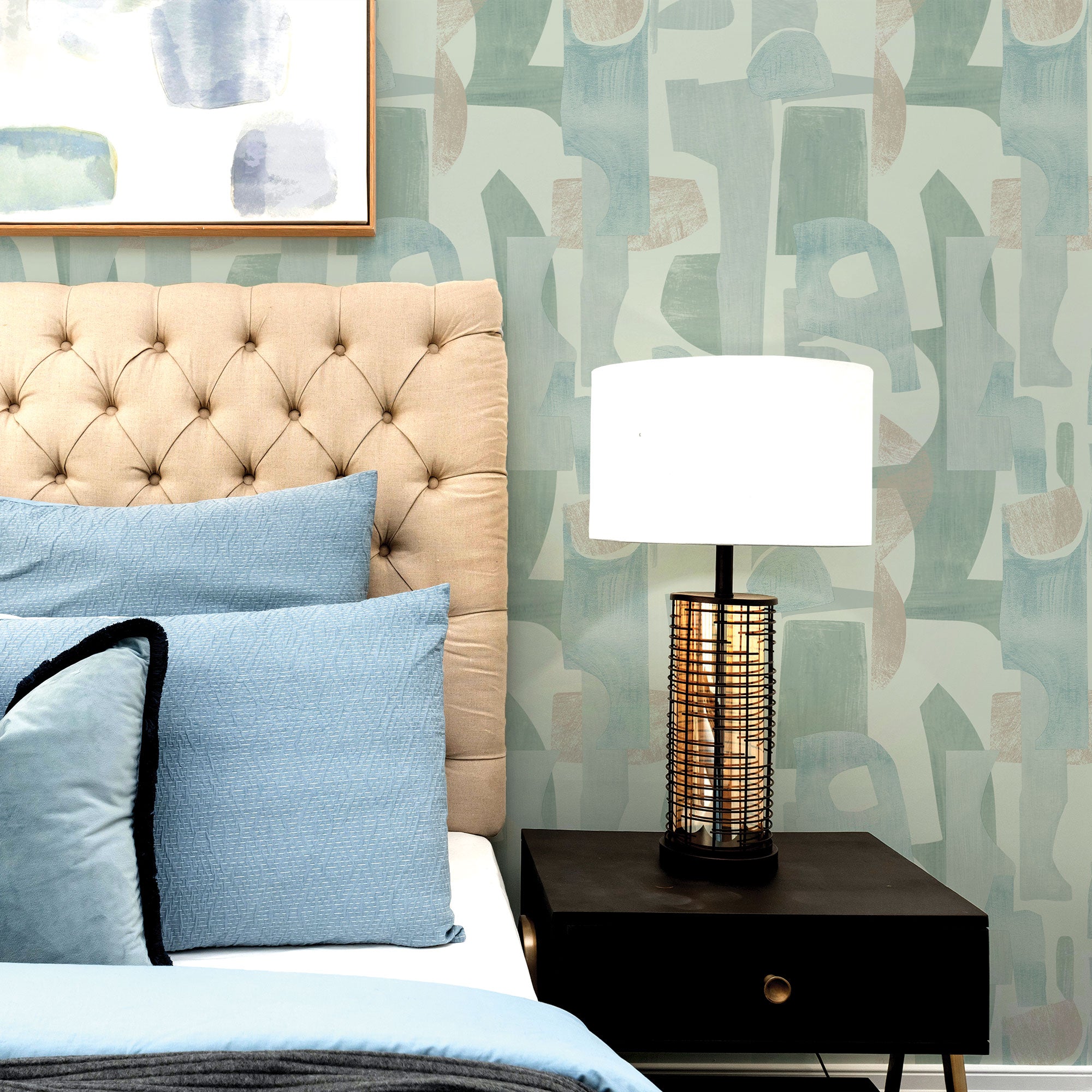 Geo Composition Peel and Stick Wallpaper - Self-Adhesive Removable Wallpaper for Bedroom, Living Room, Office - Easy DIY Home Decor Upgrade