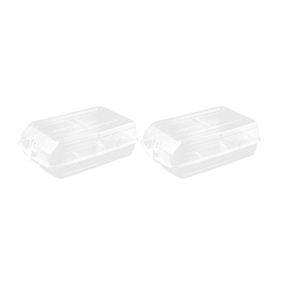 2-Pack Stackable Clear Shoe Storage Boxes with Lids - Large Plastic Organizer Bins for Closet, Entryway & Underbed Organization - White Clamshell Design for Shoes, Toys & Home Storage