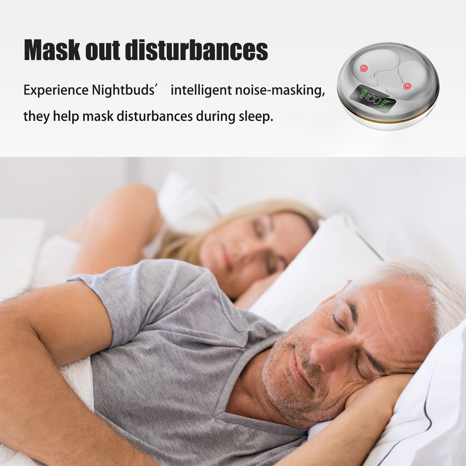 Wireless Sleep Earbuds with Noise Cancelling & Mic | Bluetooth Headphones for Sleeping | True Wireless Earbuds for Side Sleepers | Comfortable for Night Use & Travel