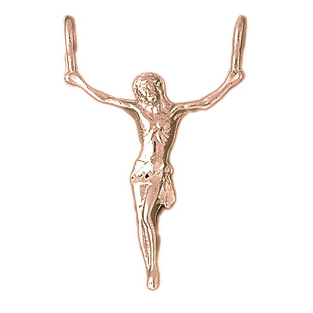 14K Solid Rose Gold Jesus Pendant Necklace - 41mm Religious Jewelry for Men & Women - Perfect for Baptism, Confirmation & Daily Faith Inspiration