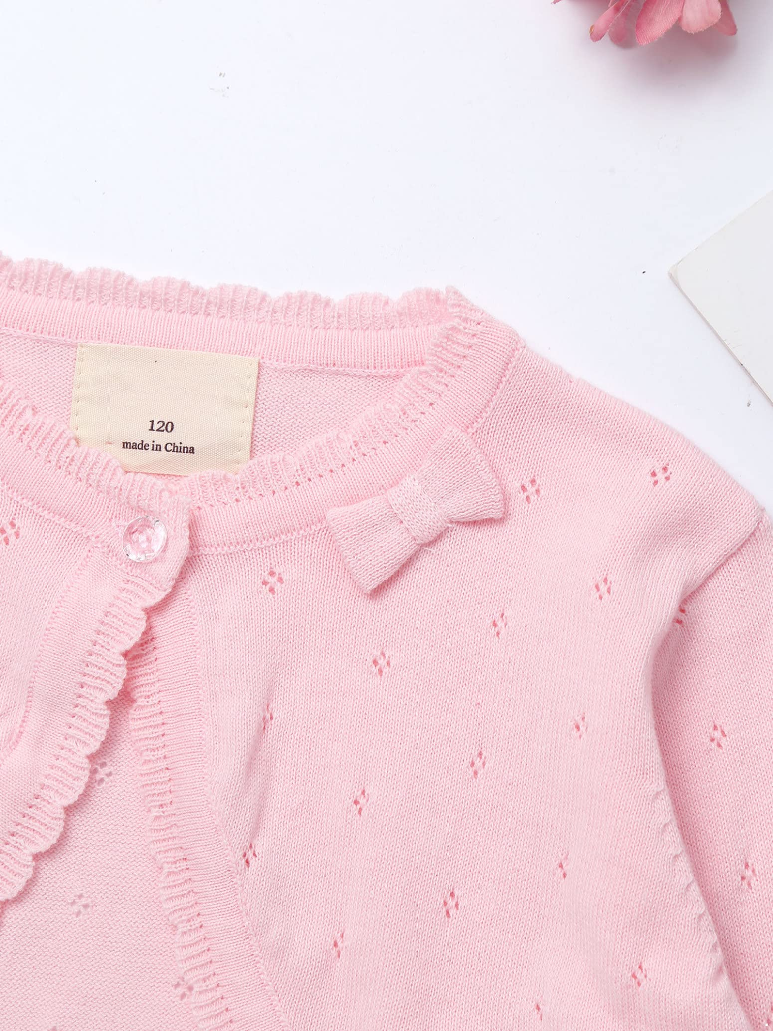 Girls Long Sleeve Knitted Bolero Cardigan - Pink Wedding Cover Up for Flower Girls (Age 8) | Perfect for Bridal Parties, Christenings & Special Occasions