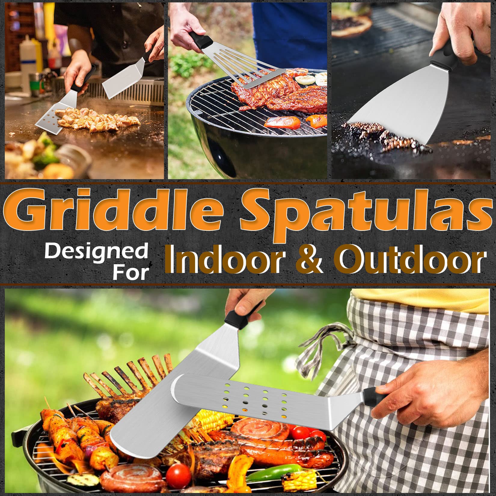 23Pcs Stainless Steel Griddle Accessories Kit - Joyfair Flat Top Grill Spatulas Set with Melting Dome, Scraper, Turners & Carrying Bag - Dishwasher Safe BBQ Tools for Outdoor Camping, Backyard Grilling & Tailgating Parties