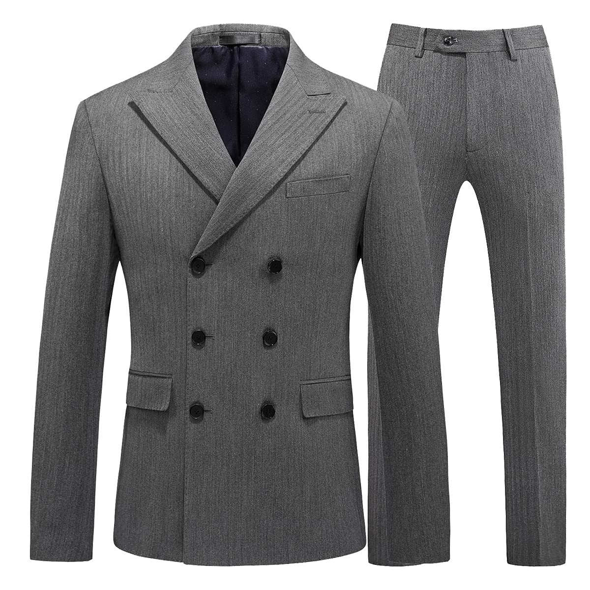 KUDORO Men's 3 Piece Slim Fit Double Breasted Pinstripe Suit - Formal Wedding Tuxedo & Business Attire for Grooms, Professionals & Special Occasions
