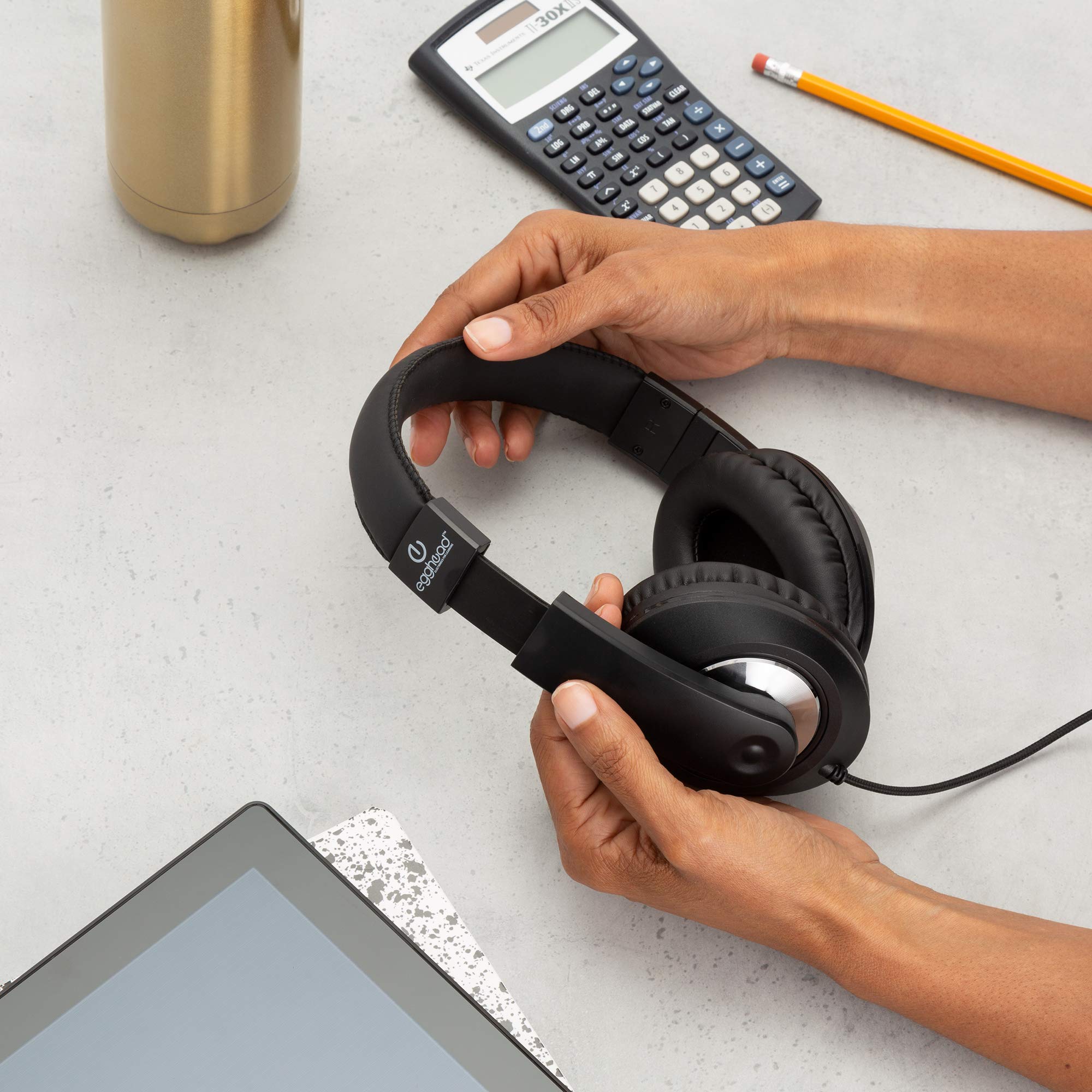 10 Pack School Testing Stereo Headphones with 3.5mm TRSS Plug - Durable Wired Headphones for Standardized Testing, Online Learning & Classroom Use
