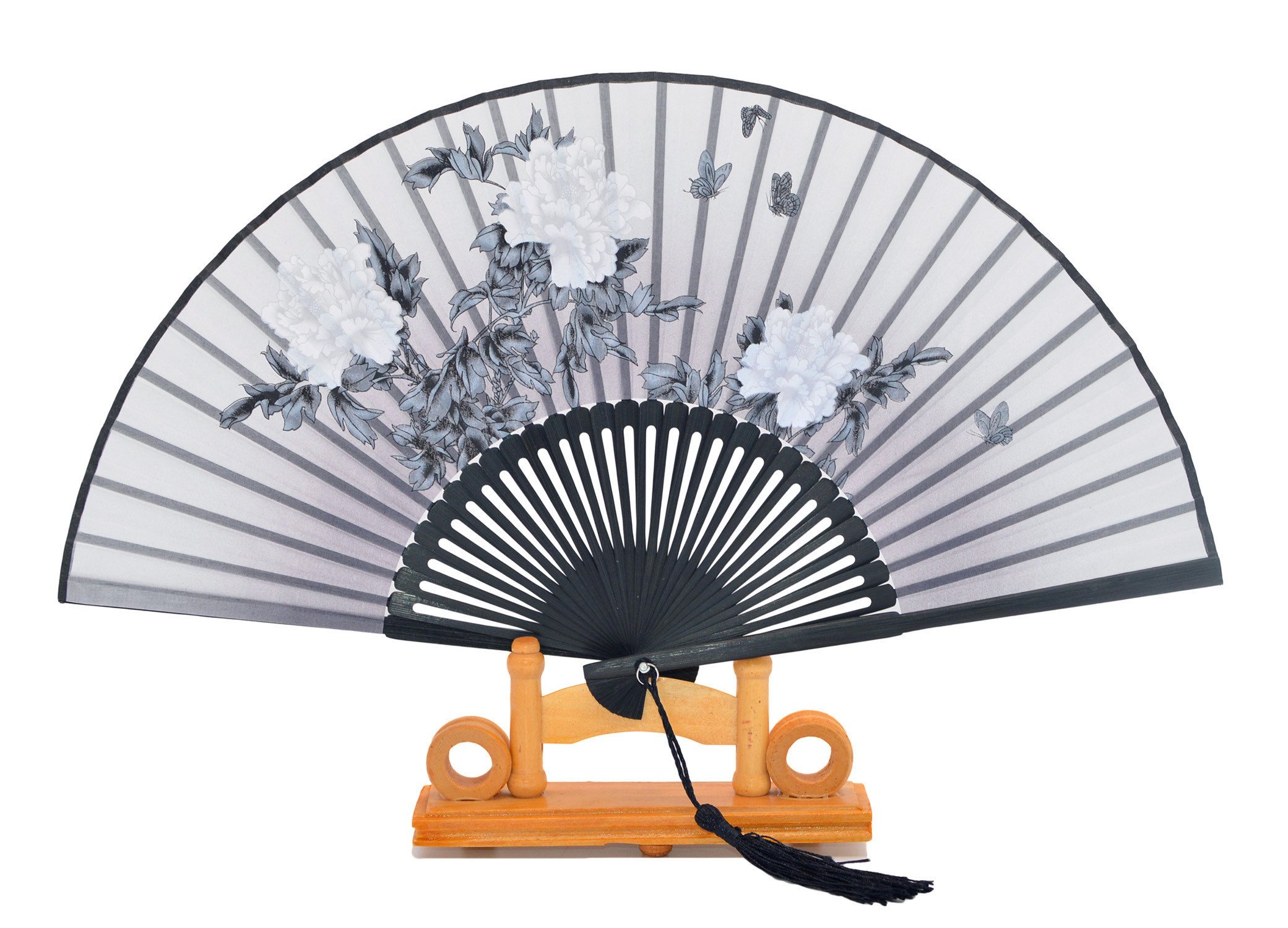 Handmade Silk Bamboo Folding Fan with Pouch & Gift Box - Elegant Peony Pattern Wedding Party Gift for Women & Girls | Perfect for Weddings, Bridal Showers, Cultural Events & Home Decor