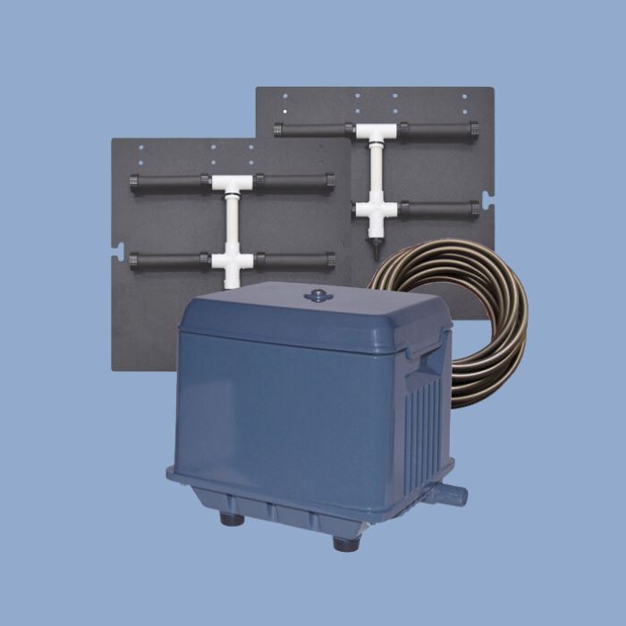 Shallow Water Aeration Kits with Linear Compressor & Diffuser - Pond & Lake Oxygenation System for Healthy Fish & Aquatic Plants
