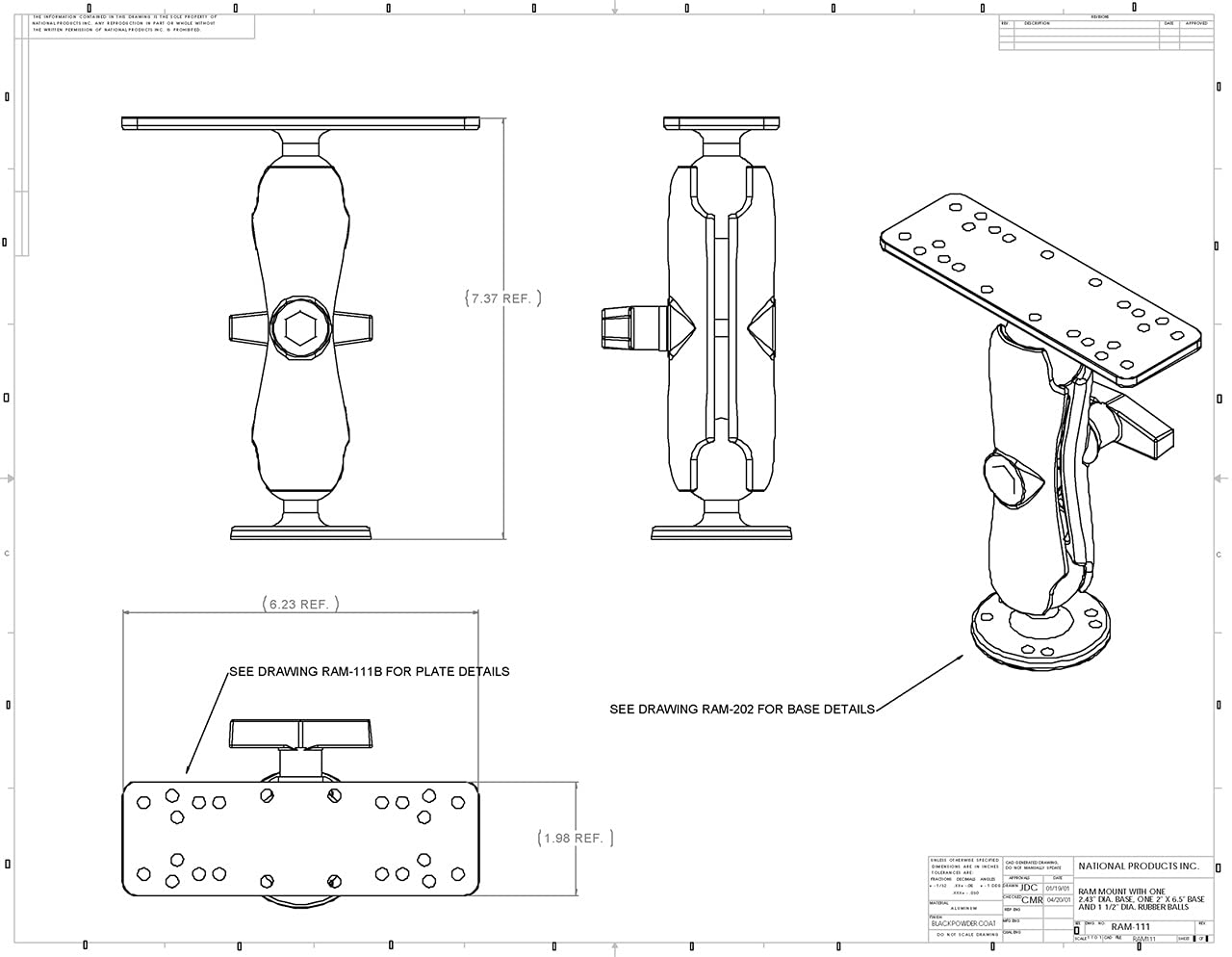 RAM Mounts RAM-111U 通用电子设备支架 - 适用于车载、摩托车、自行车及办公桌的稳固安装解决方案