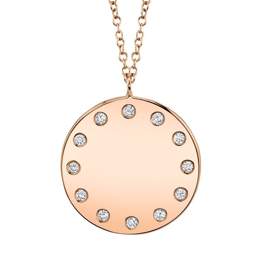 14K Gold 0.09 CTW Diamond Disc Necklace - Elegant Minimalist Pendant for Women, Perfect for Everyday Wear, Gift Giving & Special Occasions