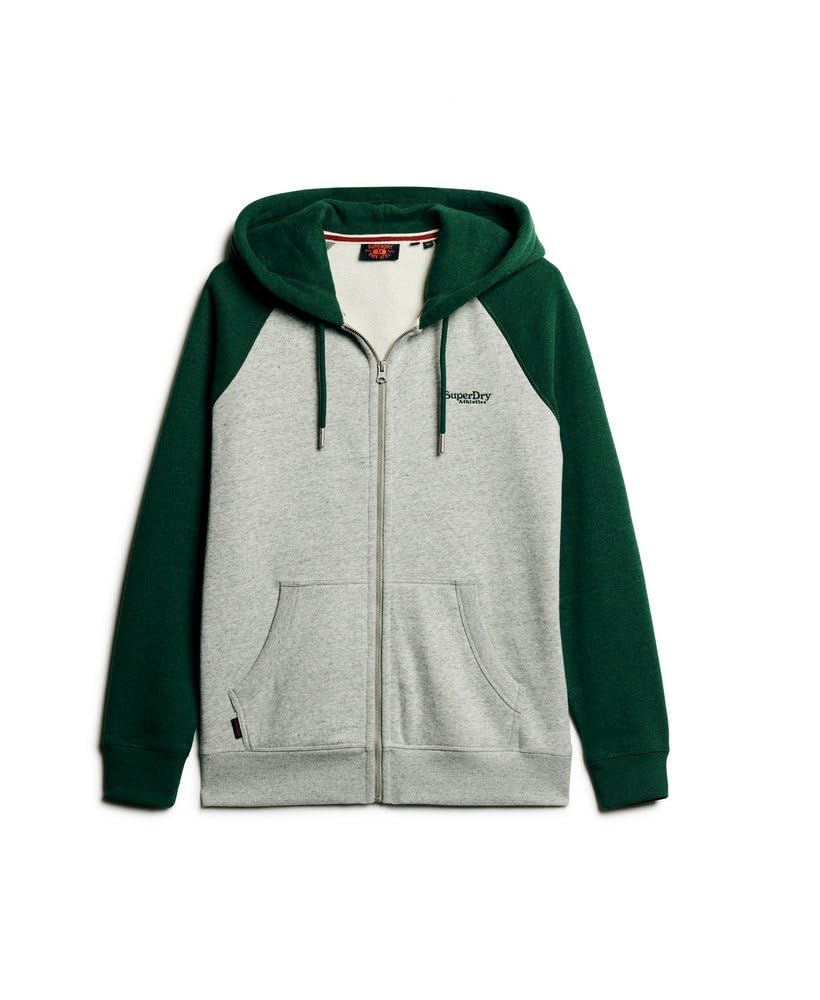 Superdry Men's Essential Baseball Zip Hoodie Sweatshirt - Comfortable Casual Pullover for Streetwear, Gym & Outdoor Activities
