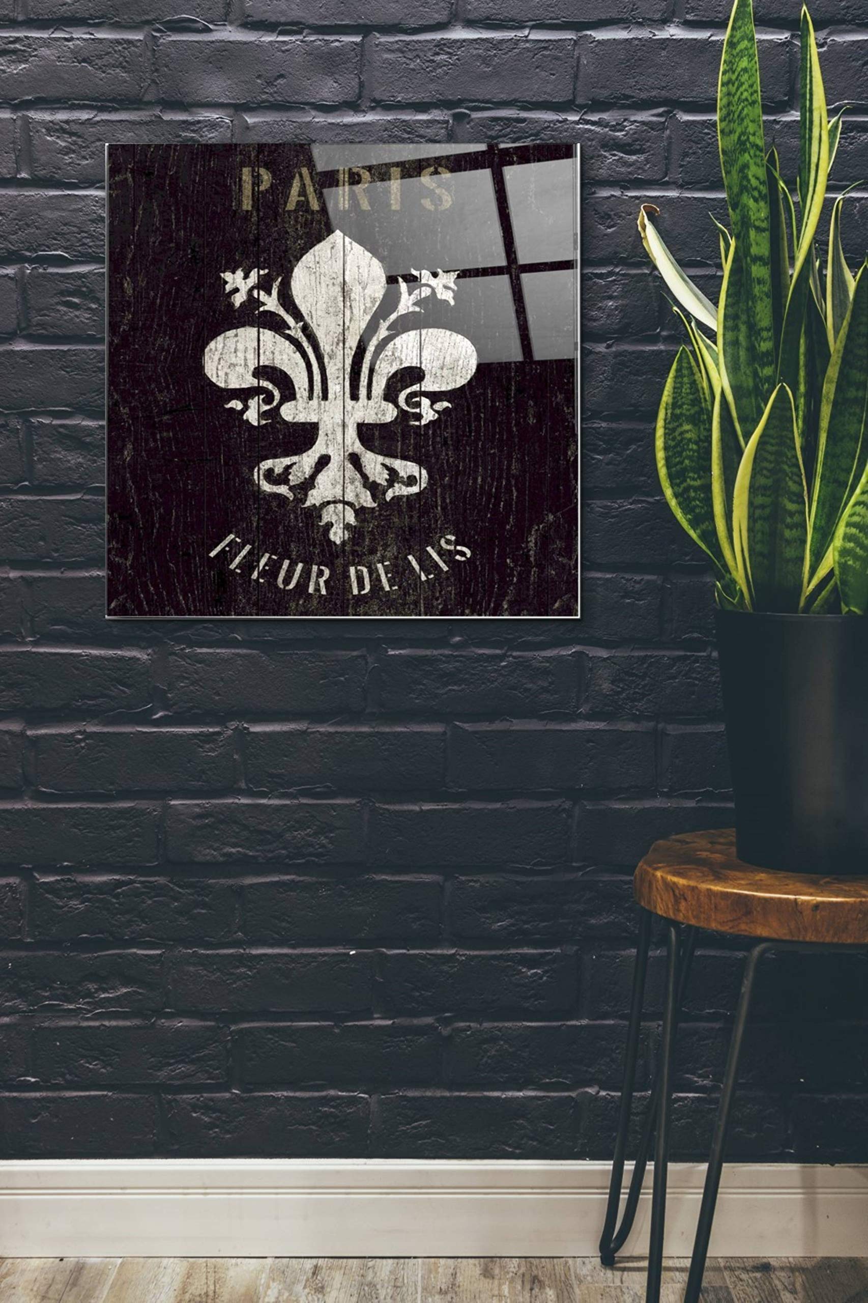 Refurbished Fleur-de-lis Acrylic Glass Wall Art - 24x24 Inches Modern Home Decor by Wild Apple Portfolio | Perfect for Living Room, Bedroom & Office Décor