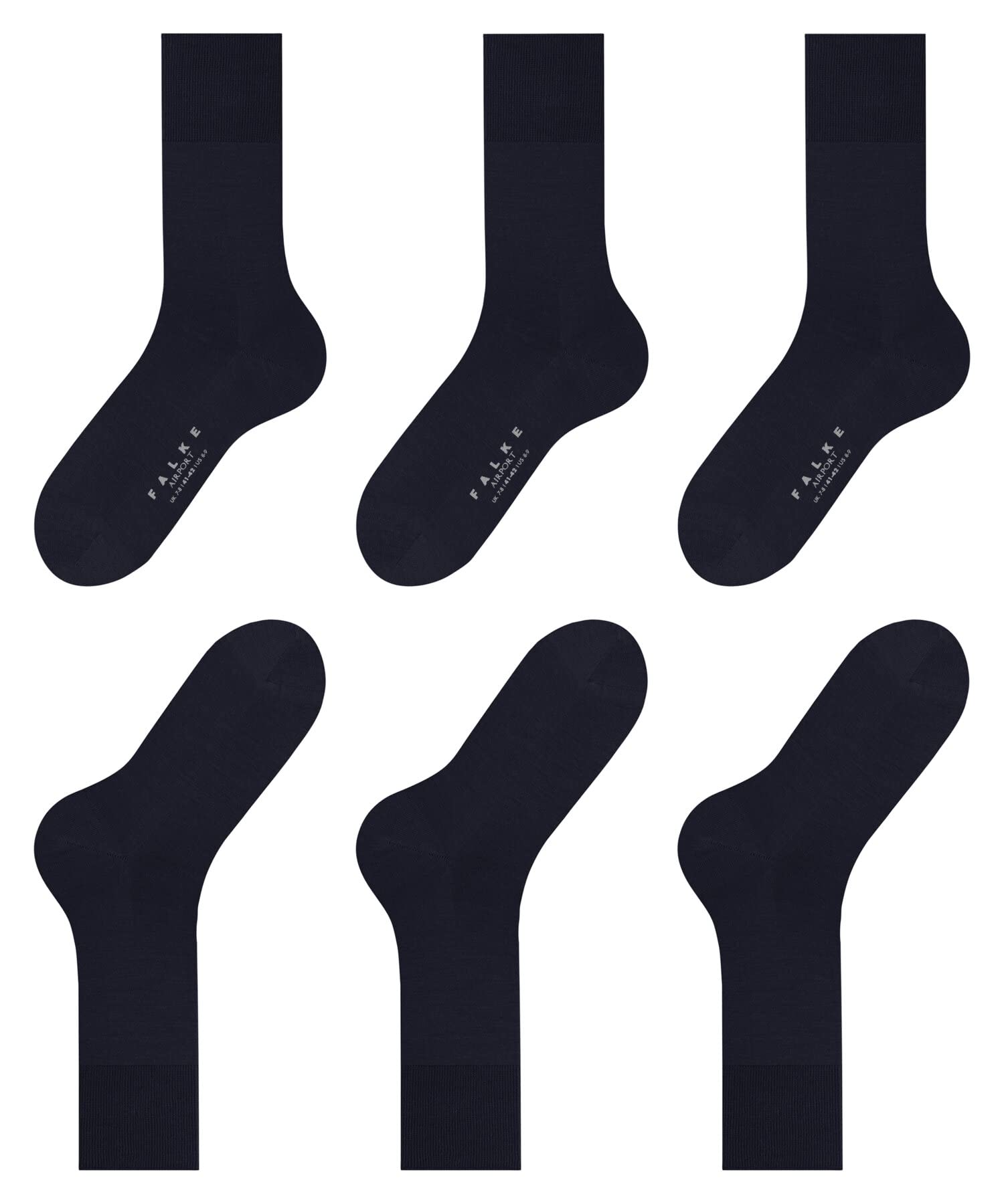 FALKE Men's Merino Wool Cotton Blend 3-Pair Mid-Calf Dress Socks for Business Travel & Office - Comfortable Airport Socks Set for Professionals