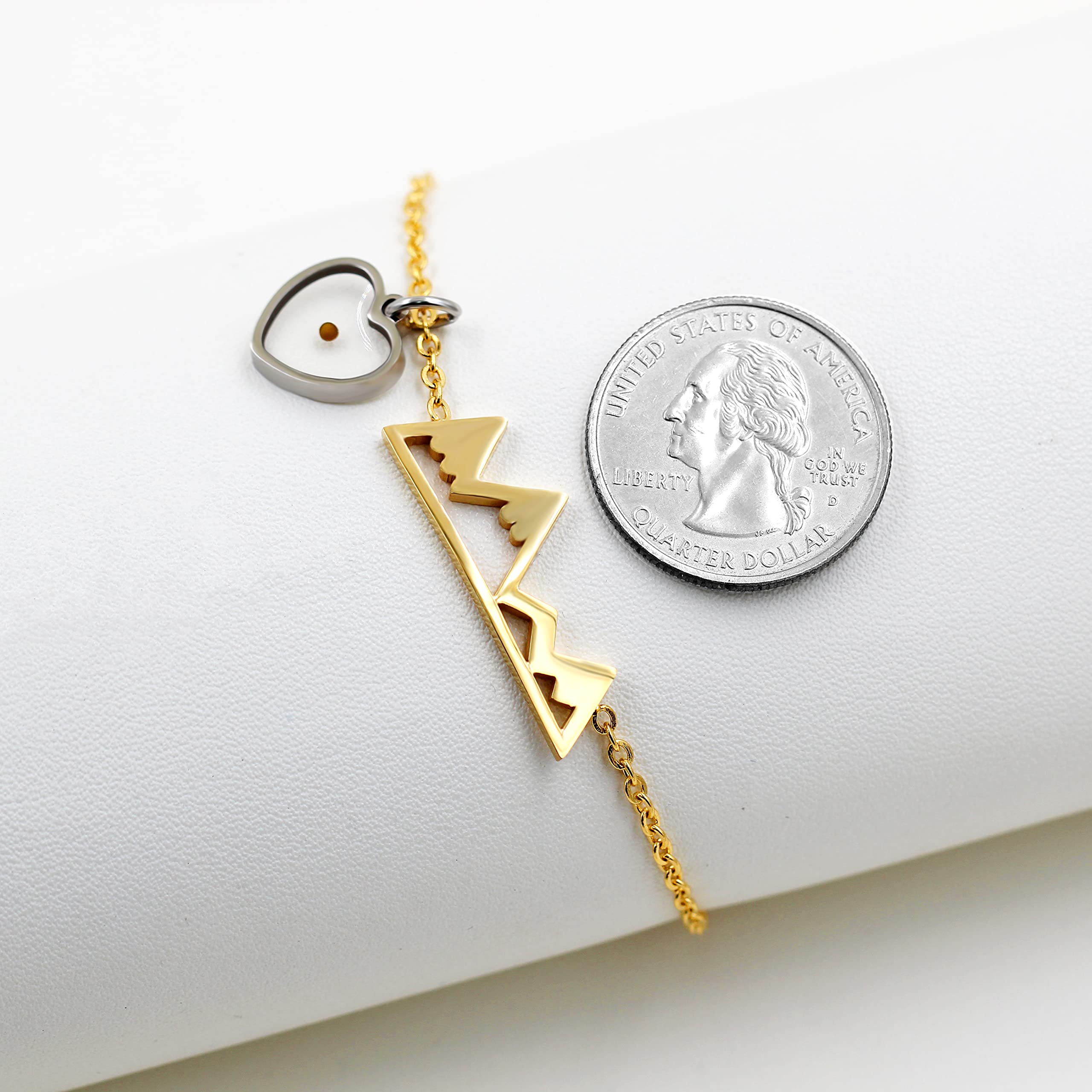 Uloveido Mustard Seed Pendant Necklace - Stainless Steel Mountain Range Jewelry for Women, Nature-Inspired Minimalist Necklace Y634 | Perfect for Hiking, Outdoor Adventures & Everyday Wear