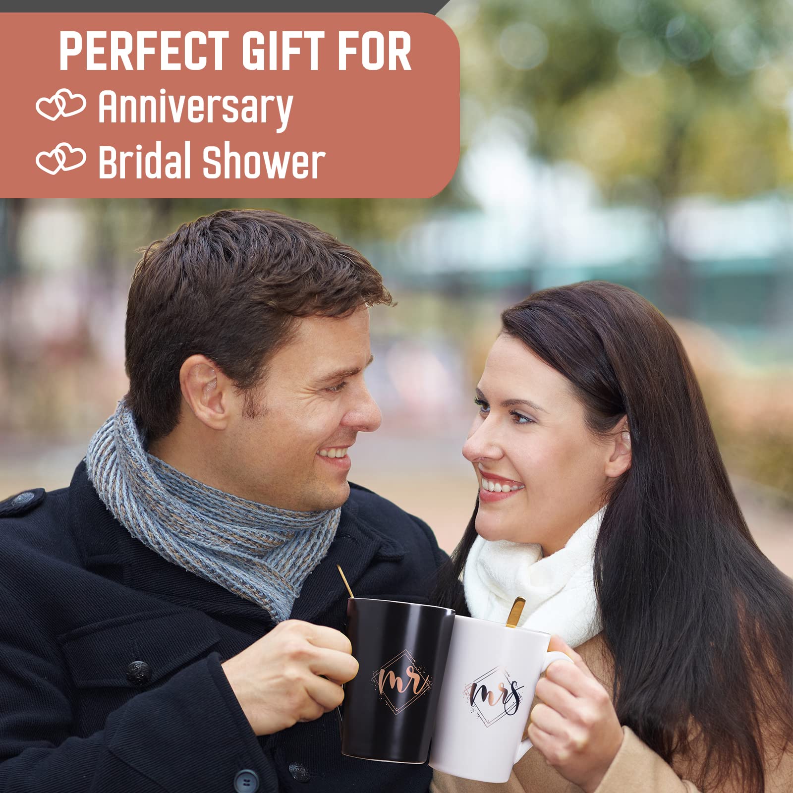KEDRIAN Mr and Mrs Coffee Mug Set - Best Wedding Gift for Couples, Newlyweds & Anniversaries - His and Her Matching Mugs for Engagement, Marriage & Romantic Occasions - Perfect for Morning Coffee, Anniversary Celebrations & Couple Gift Ideas